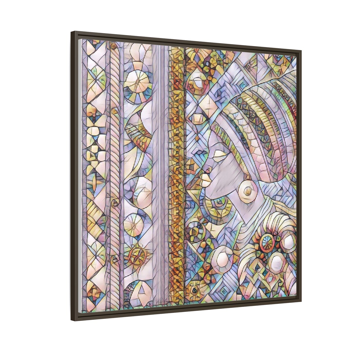 Afrocentric Stained-Glass Portrait Matte Framed Canvas