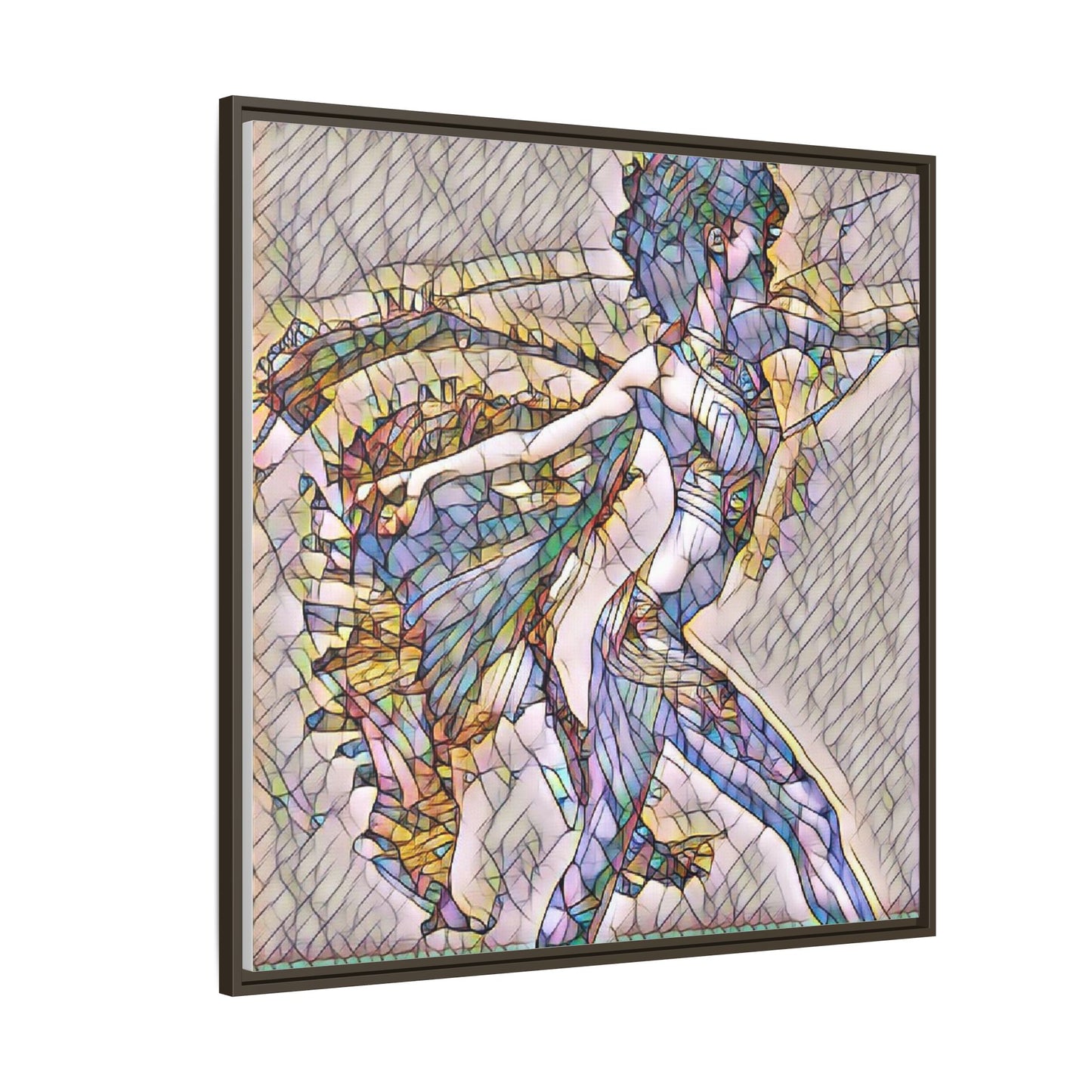 Abstract Stained-Glass Dancer Framed Canvas Art