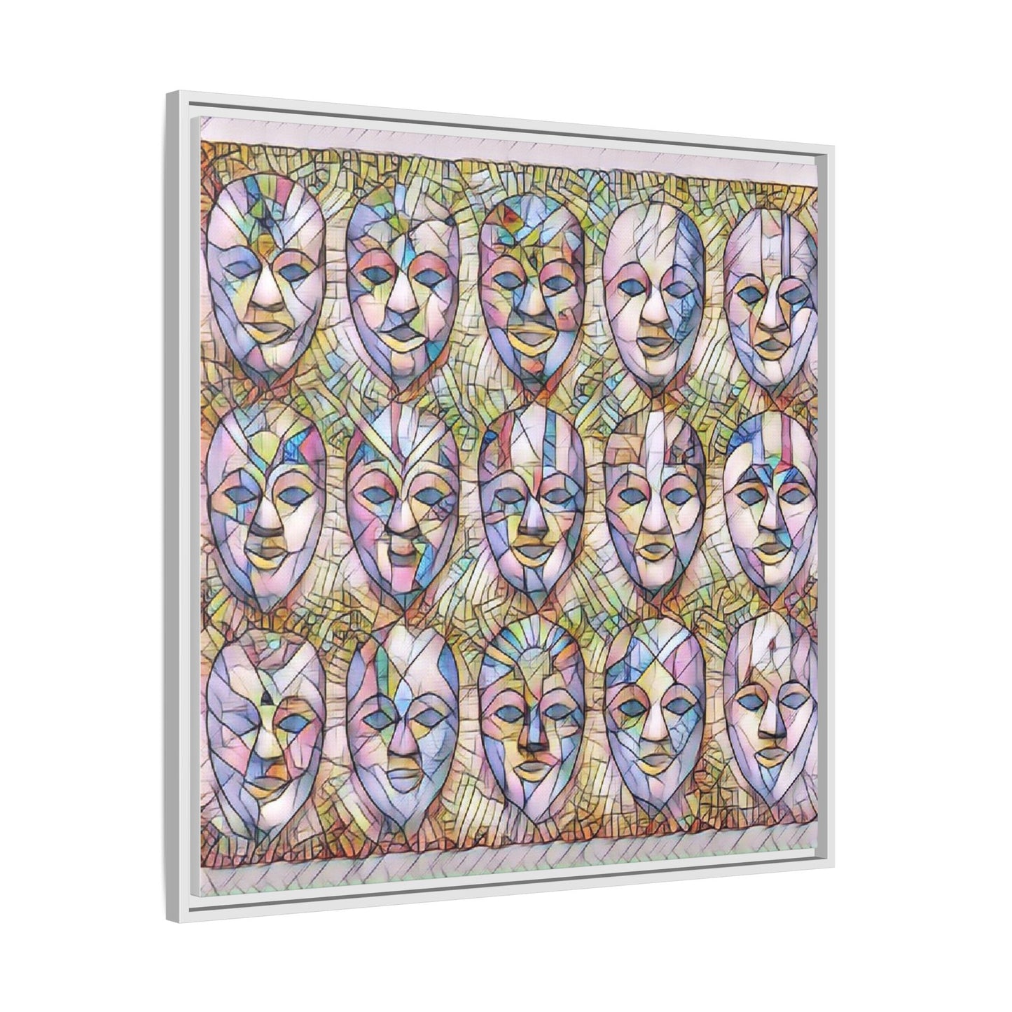 Abstract Mask Art Matte Canvas Print — Framed Multicolor Wall Art