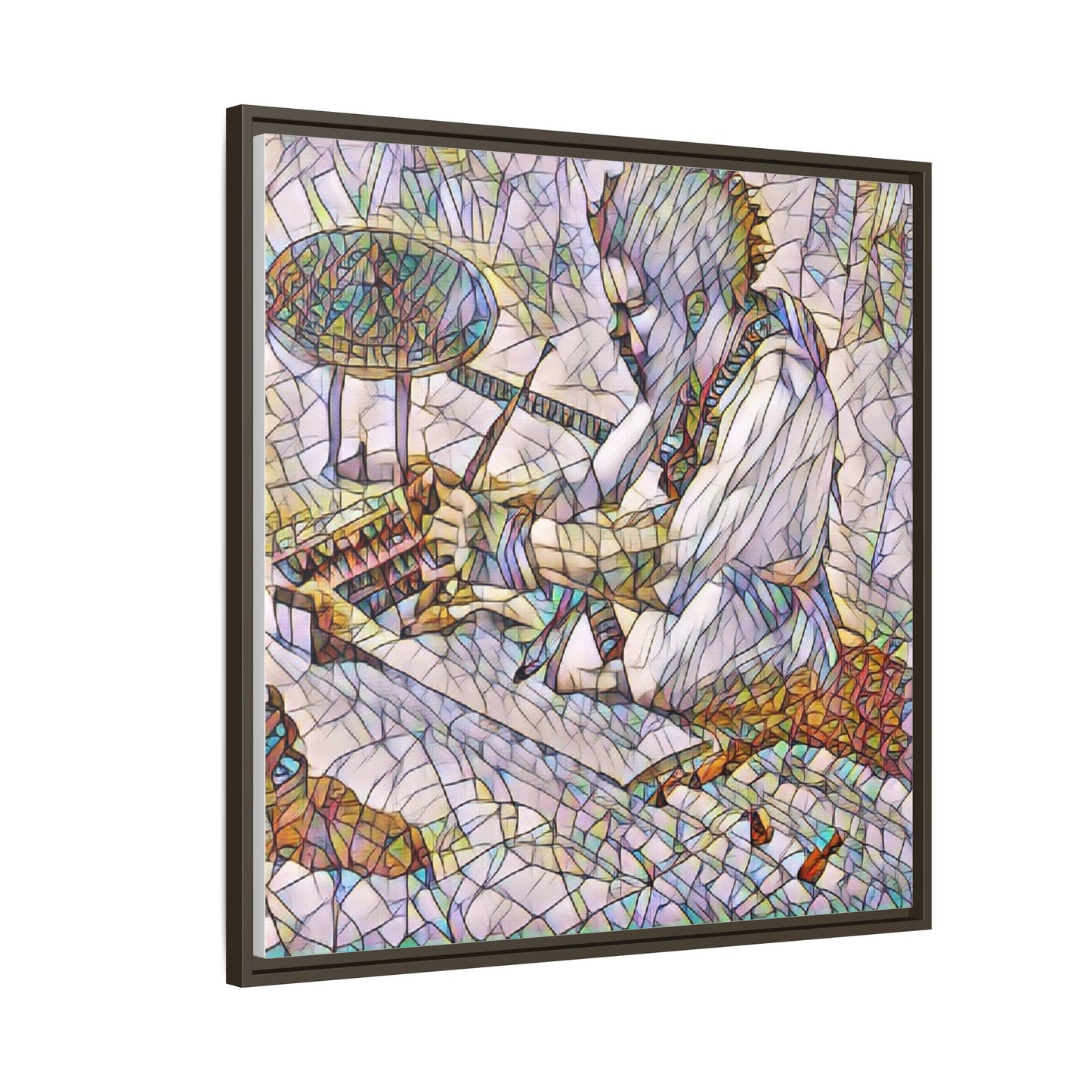 Framed Matte Canvas — Abstract Drummer Mosaic Wall Art