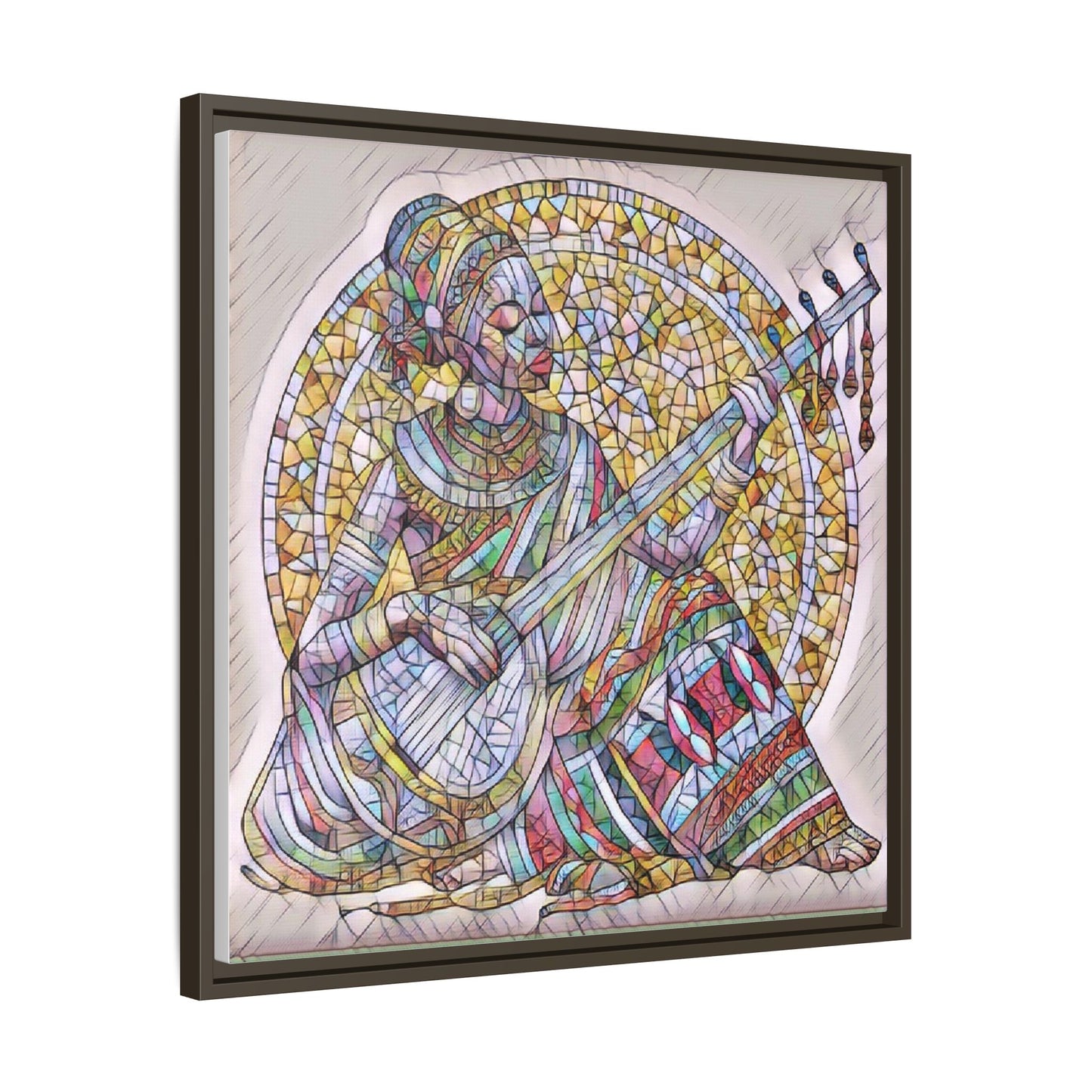 Framed Canvas Art - Colorful Mosaic Musician Wall Decor