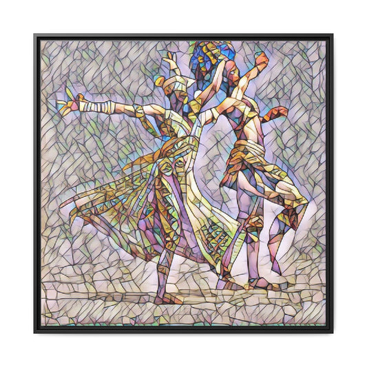 Framed Matte Canvas Wall Art — Abstract Dancers in Stained Glass Style