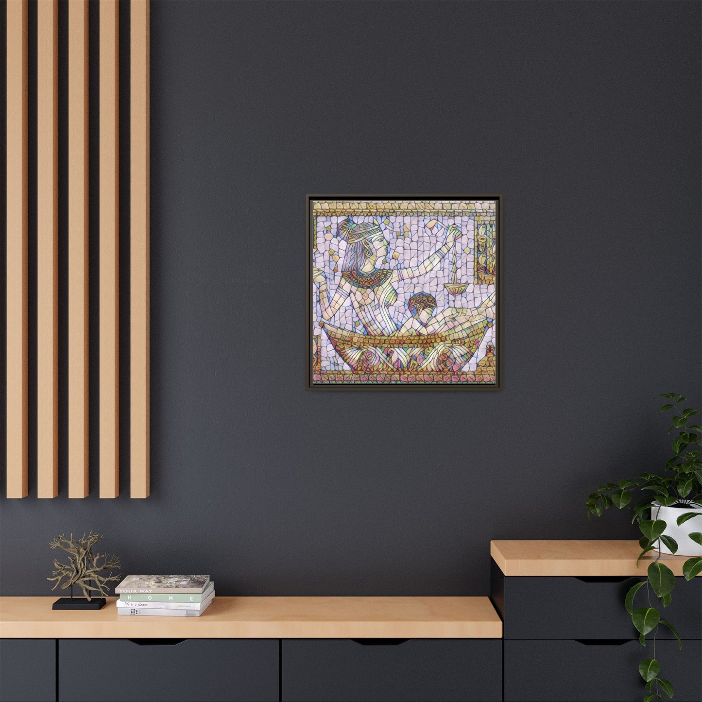 Egyptian Mosaic Goddess Matte Canvas Print (Framed)