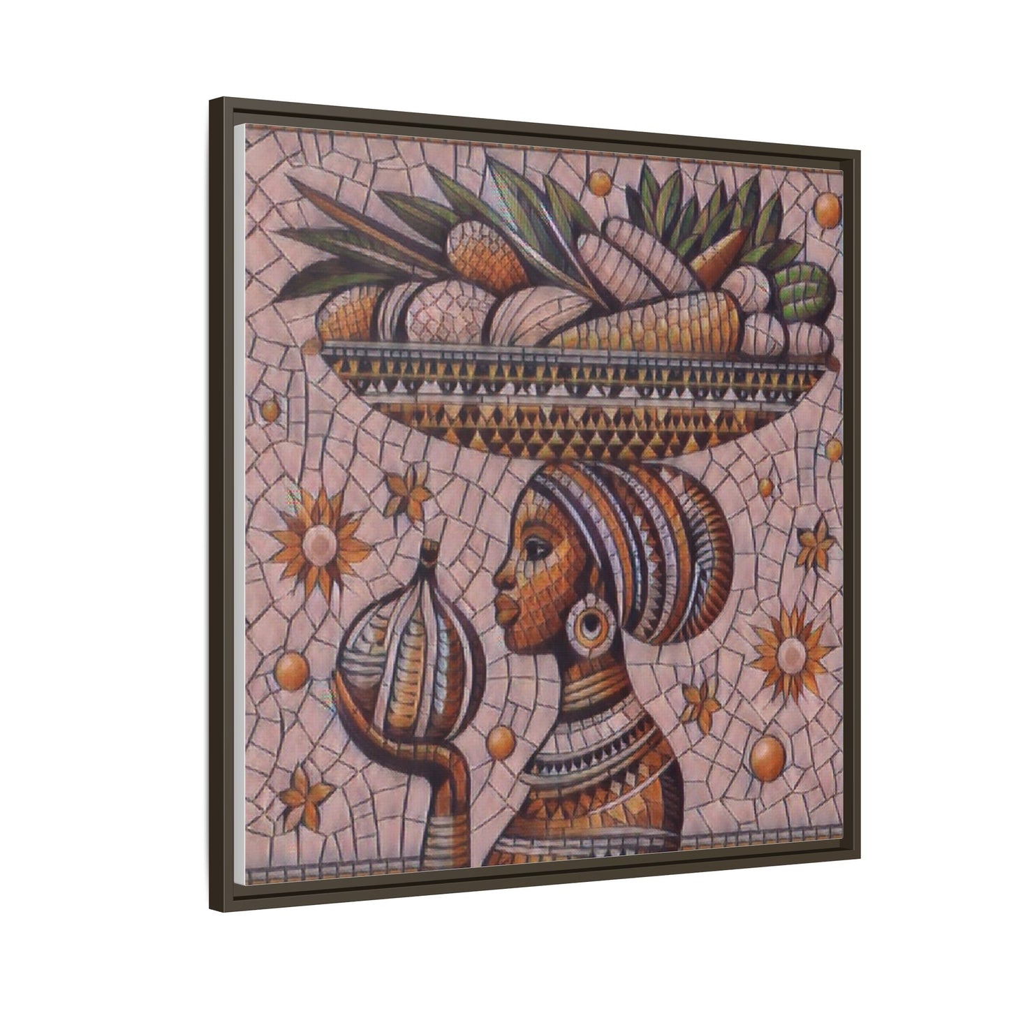 Egyptian Mosaic Goddess Matte Framed Canvas Wall Art