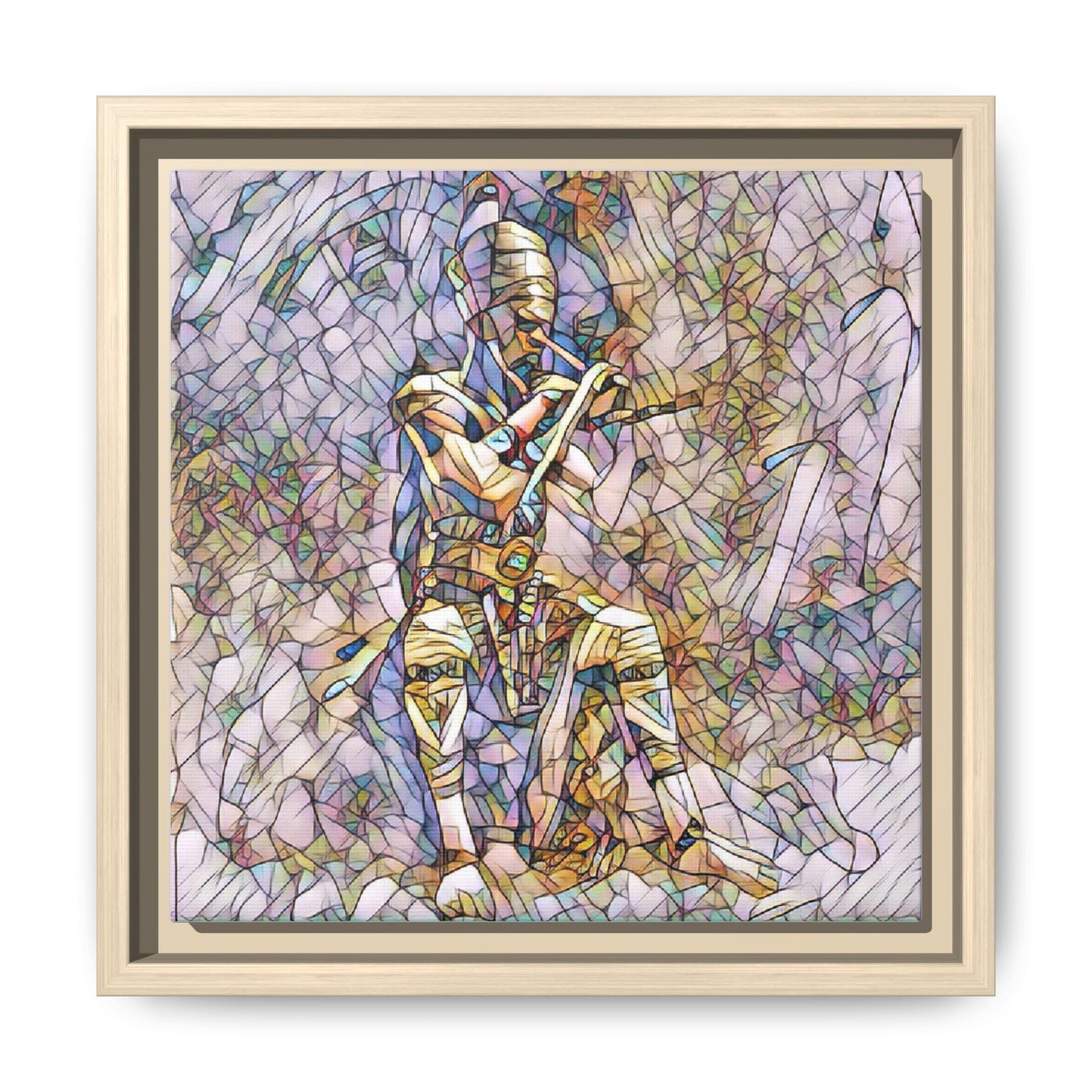 Framed Matte Canvas - Stained Glass Knight Artwork