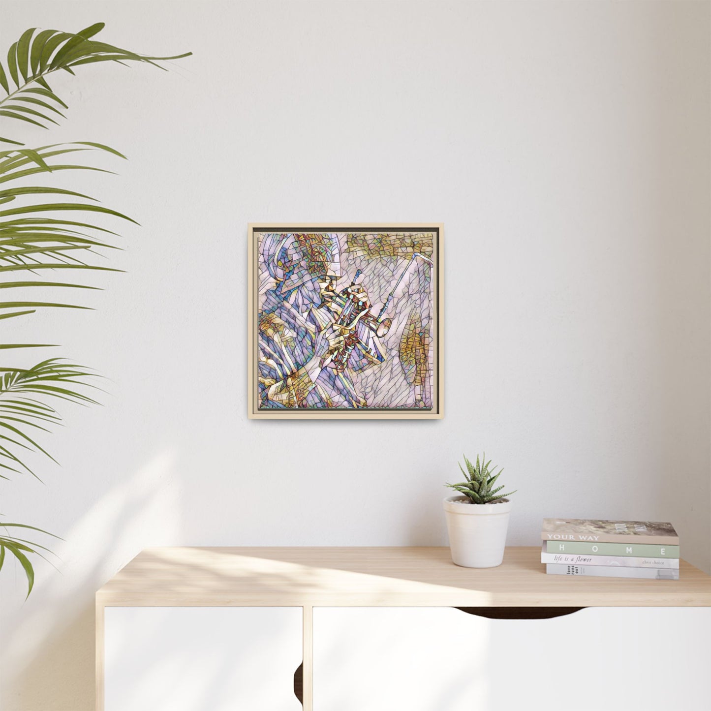 Framed Abstract Trumpet Player Matte Canvas Art