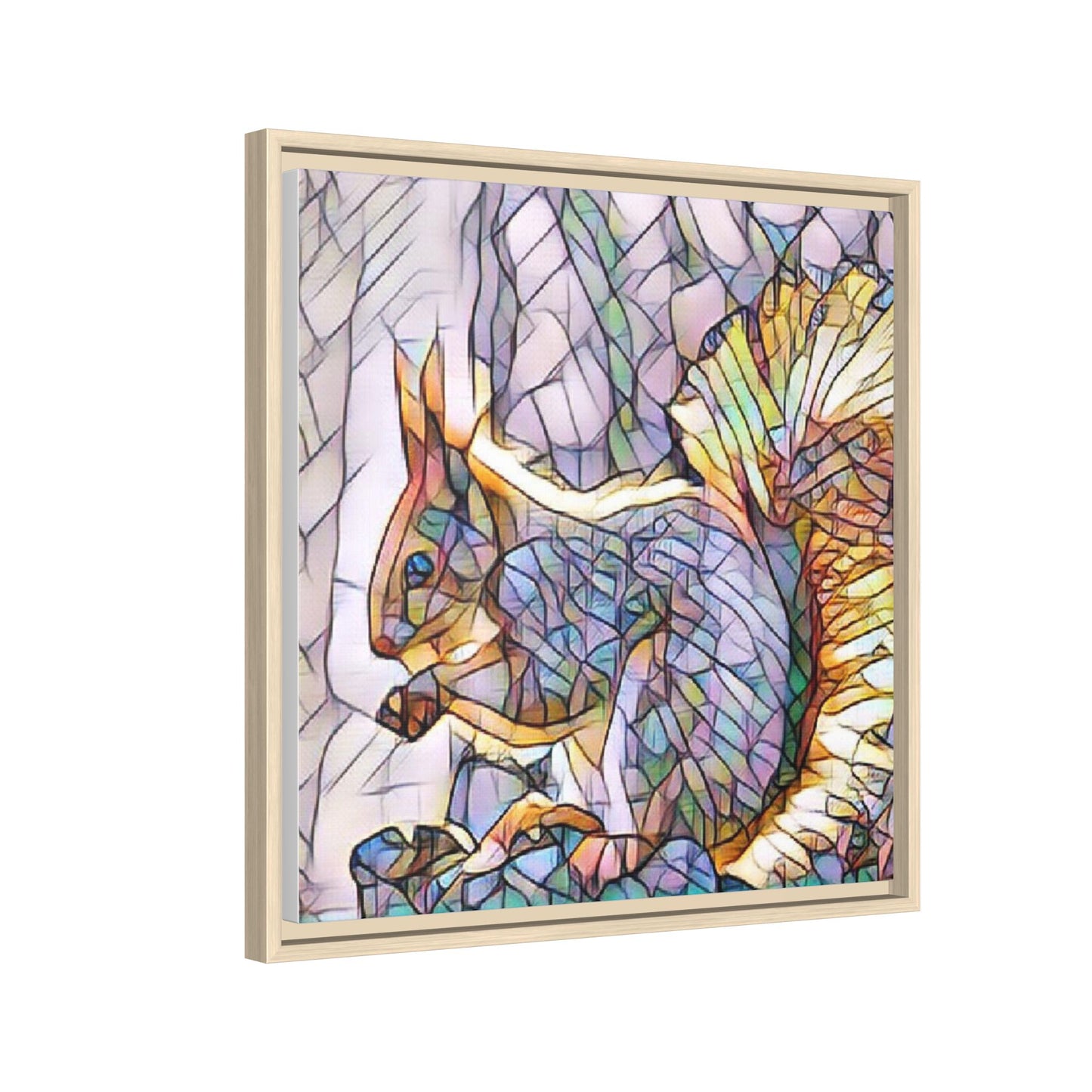 Framed Squirrel Mosaic Matte Canvas Wall Art