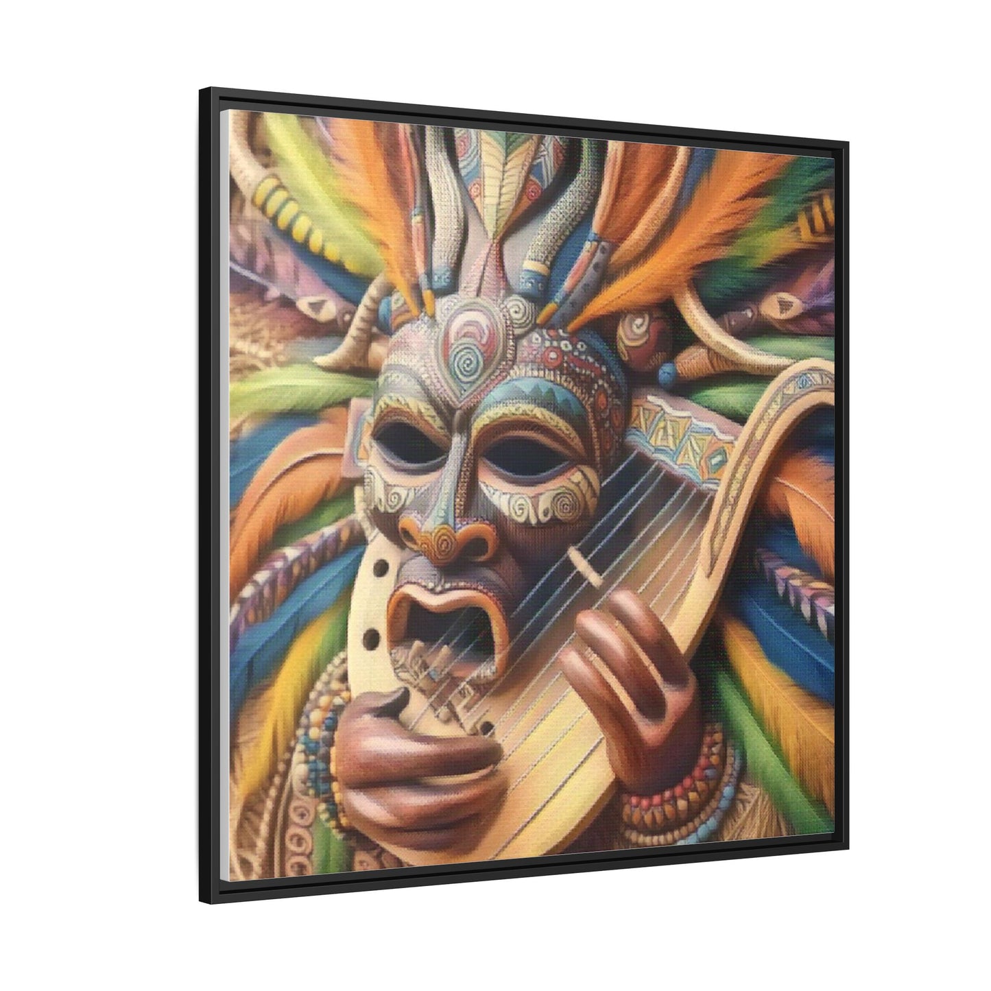 Colorful Tribal Mask Canvas — Framed Matte Wall Art