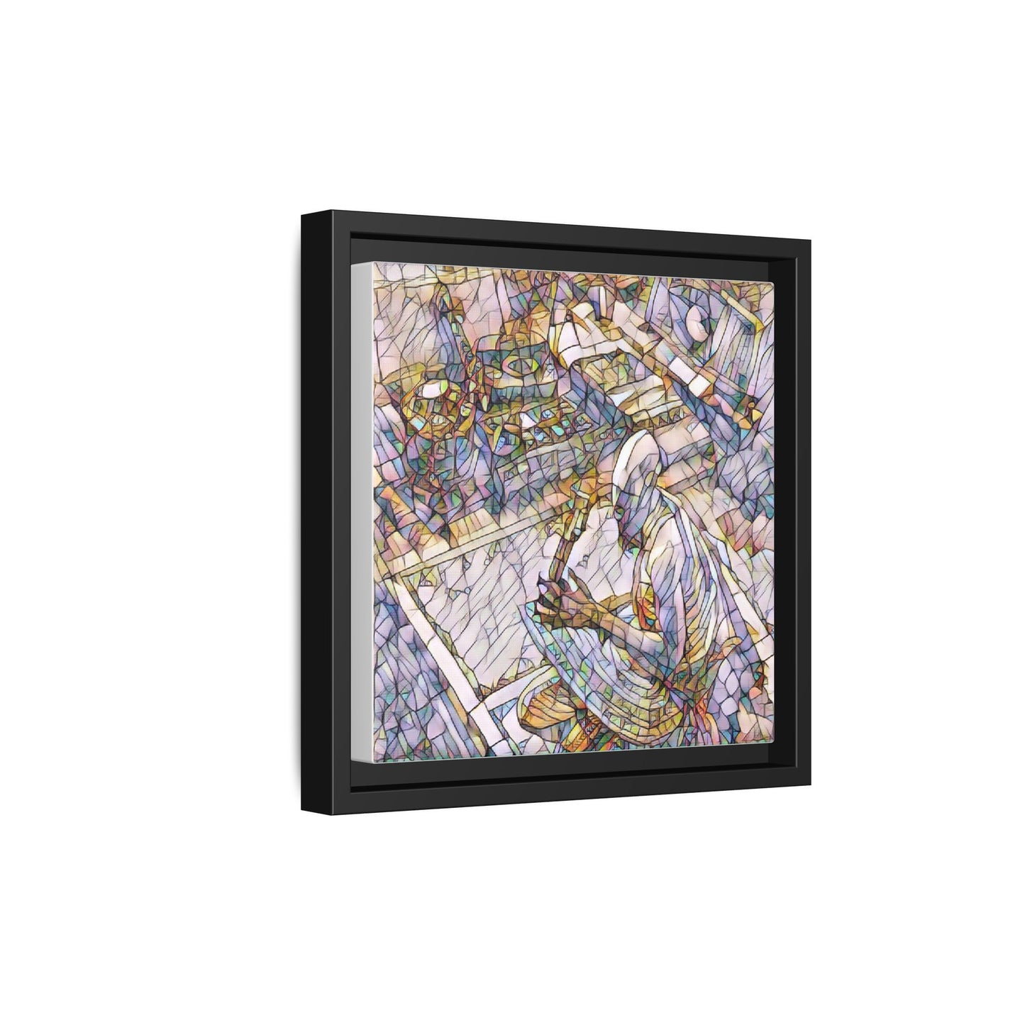 Stained-Glass DJ Matte Canvas Print (Framed) — Colorful Music Room Wall Art