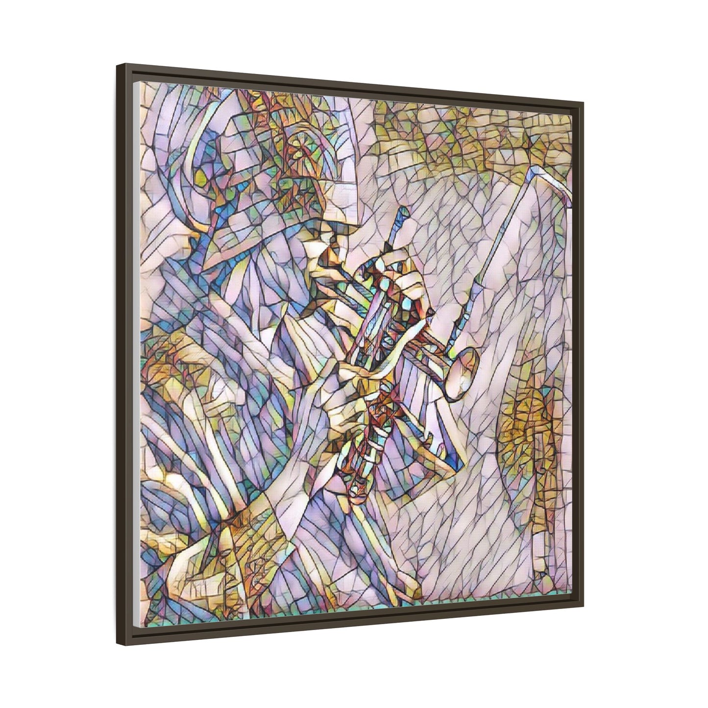 Framed Abstract Trumpet Player Matte Canvas Art