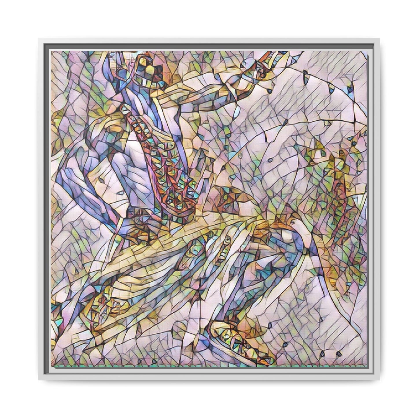 Abstract Stained-Glass Dancers — Framed Matte Canvas Art