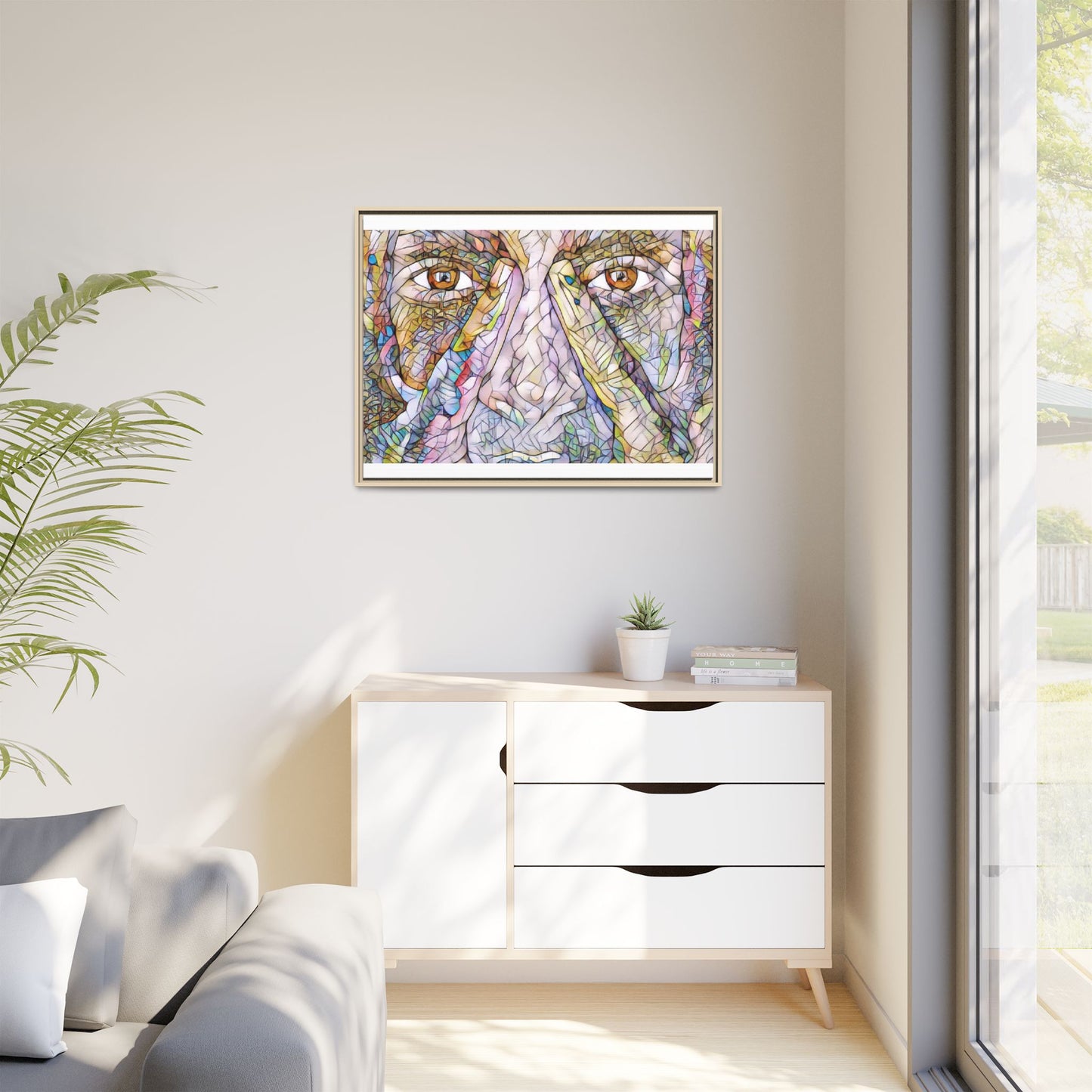 Abstract Stained-Glass Face Matte Canvas Framed Wall Art