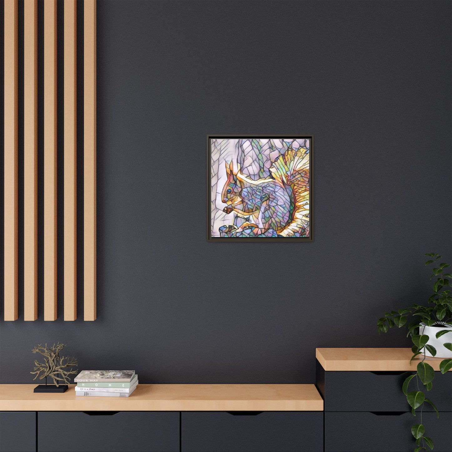 Framed Squirrel Mosaic Matte Canvas Wall Art