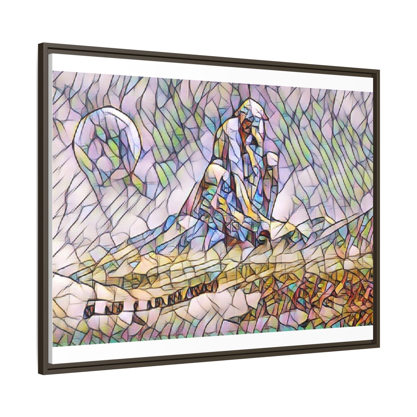 Stained-Glass Surfing Canvas Print — Framed Matte Wall Art