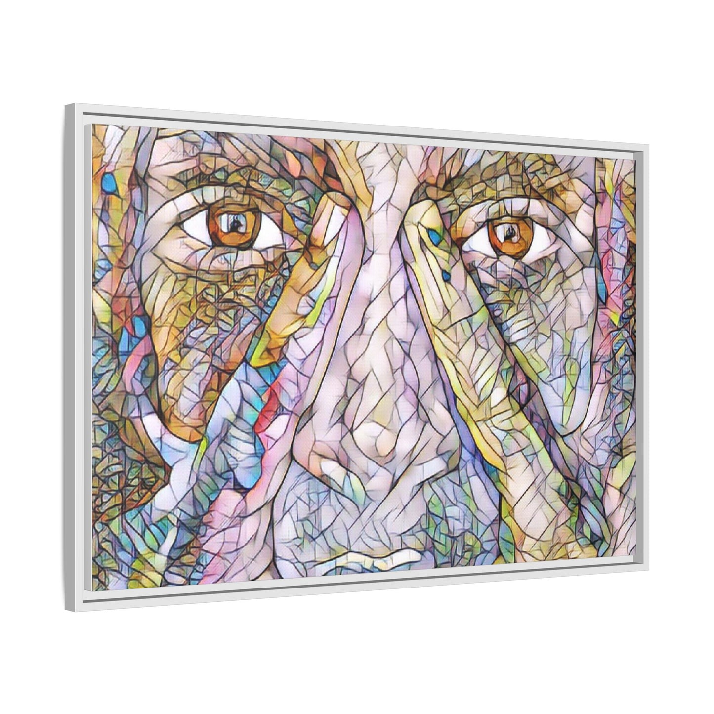Abstract Stained-Glass Face Matte Canvas Framed Wall Art