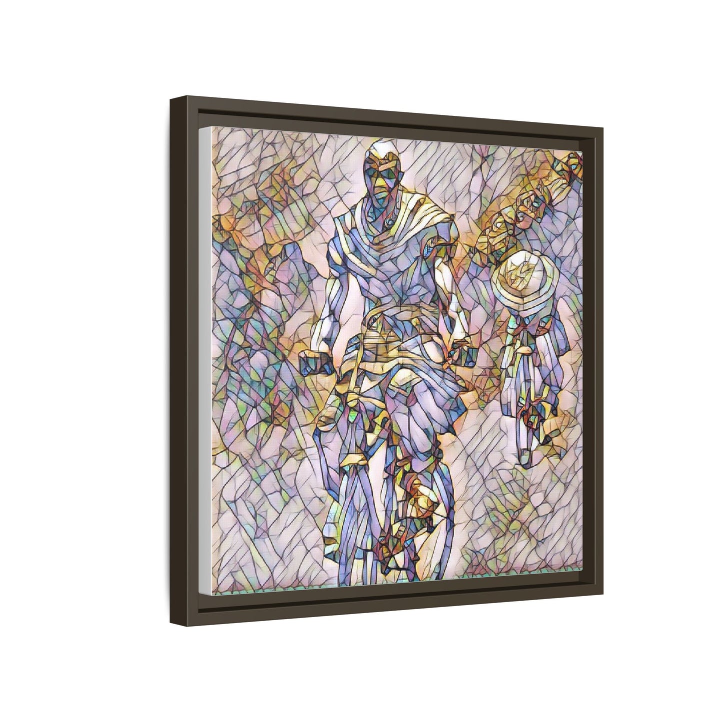Framed Matte Canvas — Abstract Cyclist Artwork (Multi‑Color)