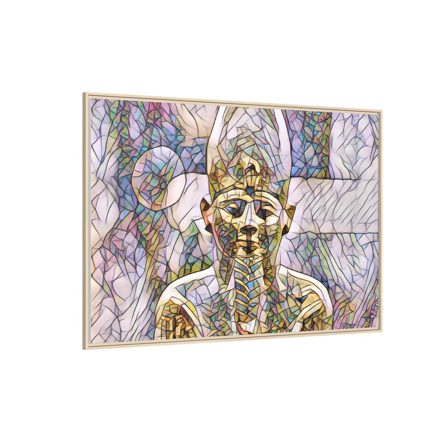 Egyptian Pharaoh Stained-Glass Style Matte Canvas Print, Framed