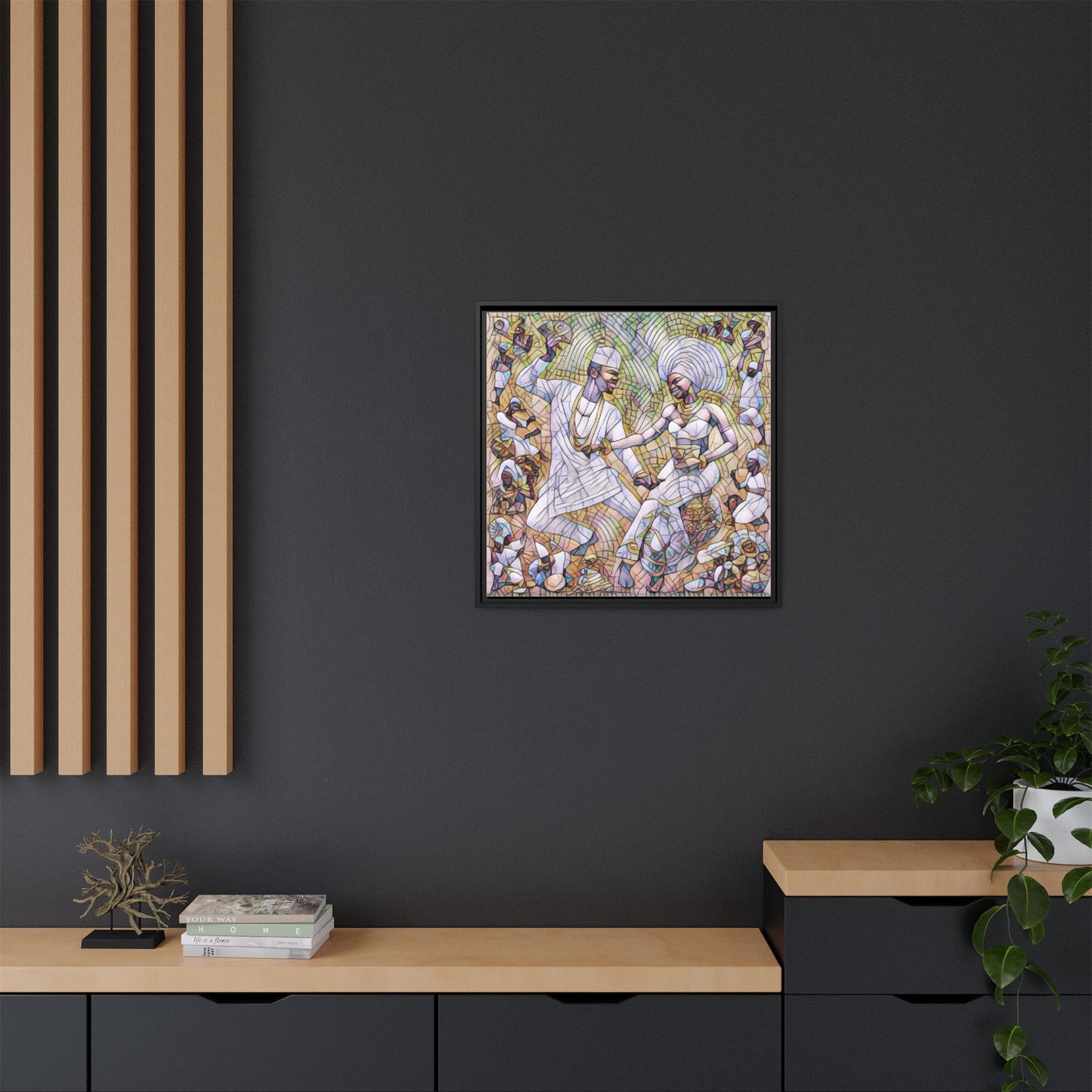 Afrobeat Celebration Matte Framed Canvas — Vibrant Dancers Wall Art
