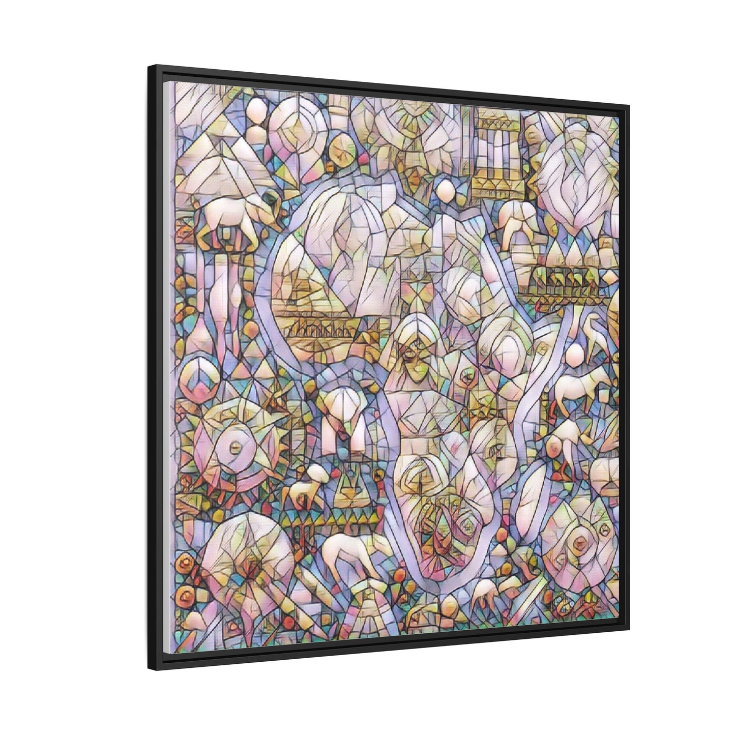 Abstract Stained-Glass Style Framed Canvas Print
