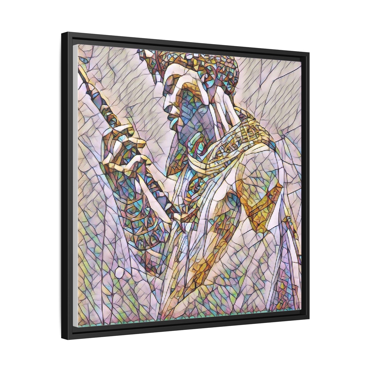 Egyptian Pharaoh Stained Glass Art — Framed Matte Canvas