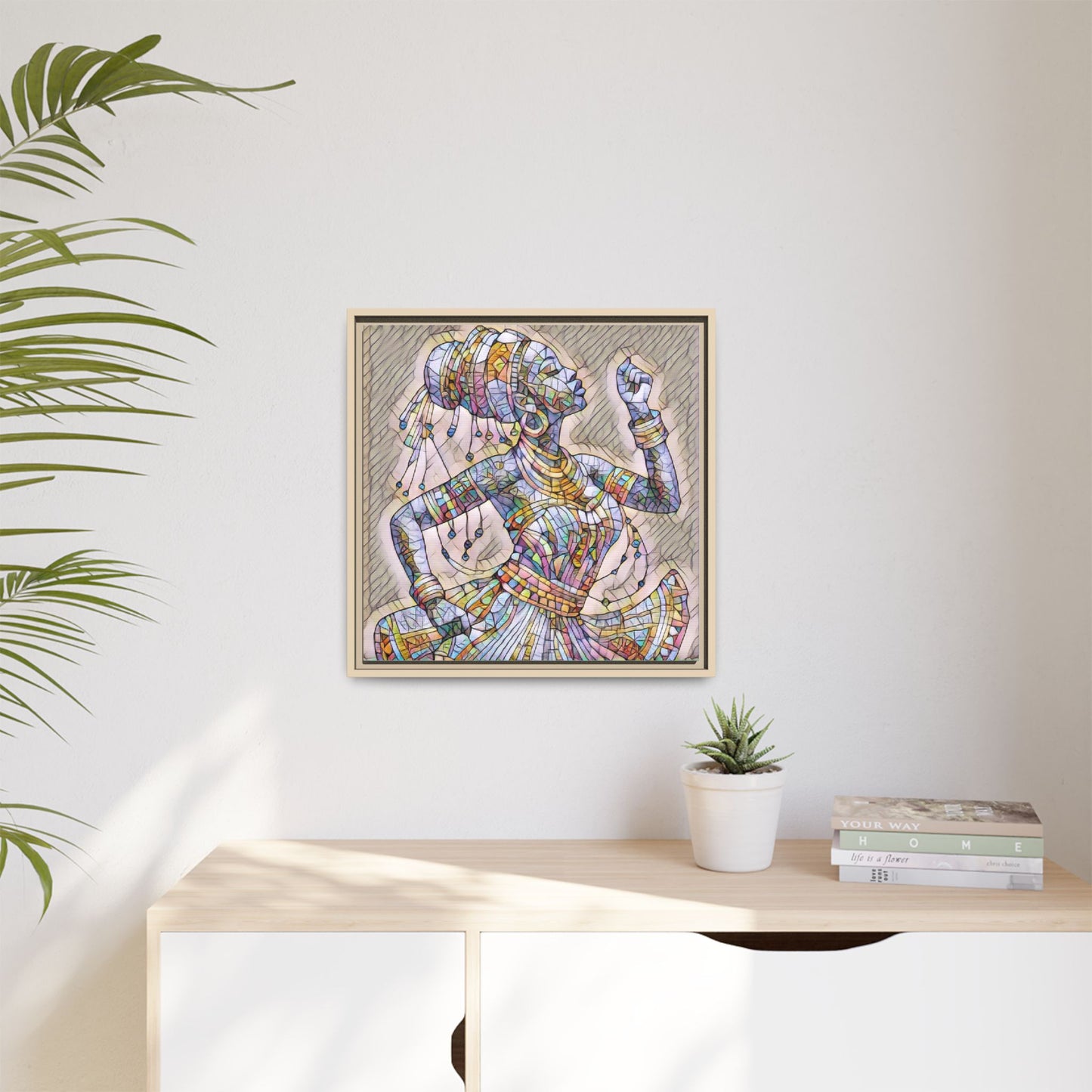 Framed Canvas Art — Colorful Mosaic Dancer
