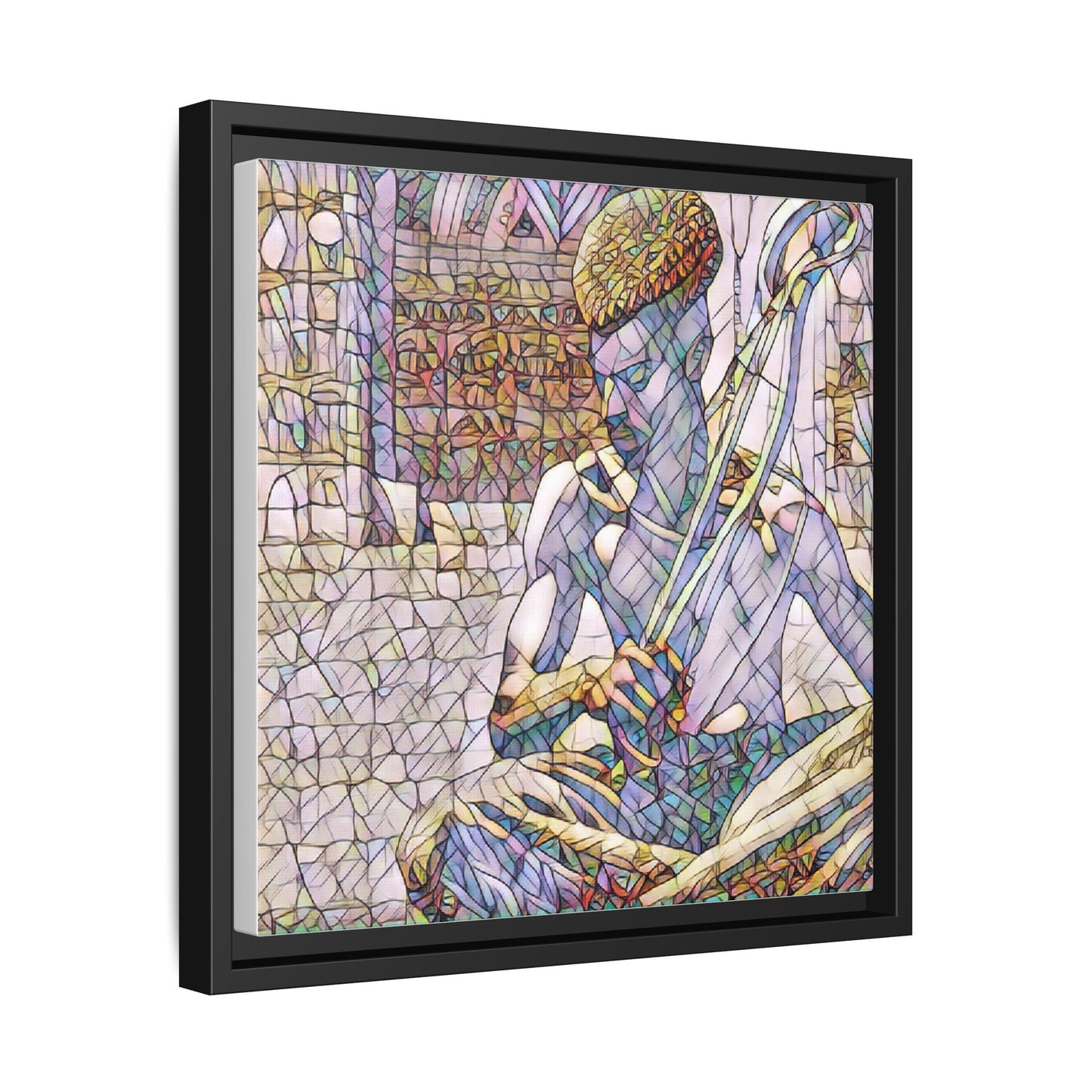 Framed Matte Canvas Art – Stained-Glass Style Musician Print