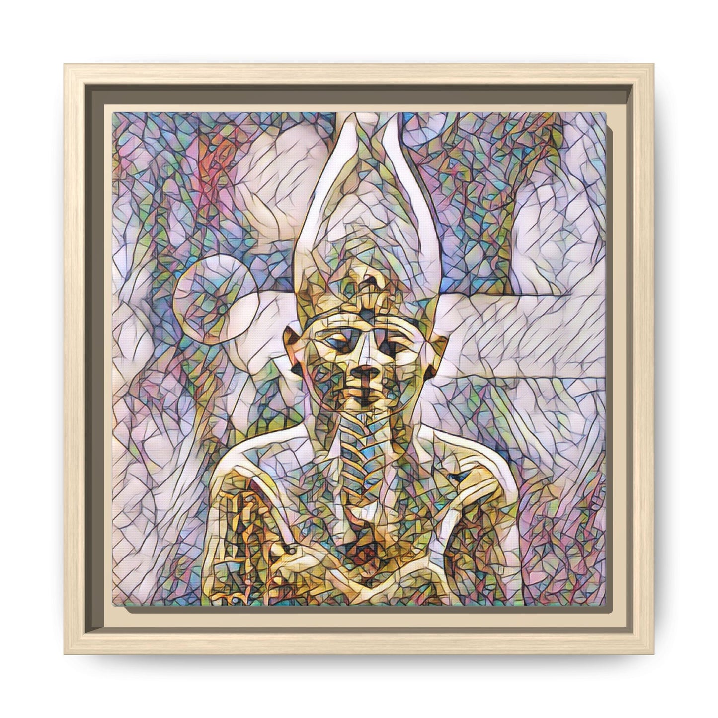 Egyptian Pharaoh Stained-Glass Style Matte Canvas Print, Framed