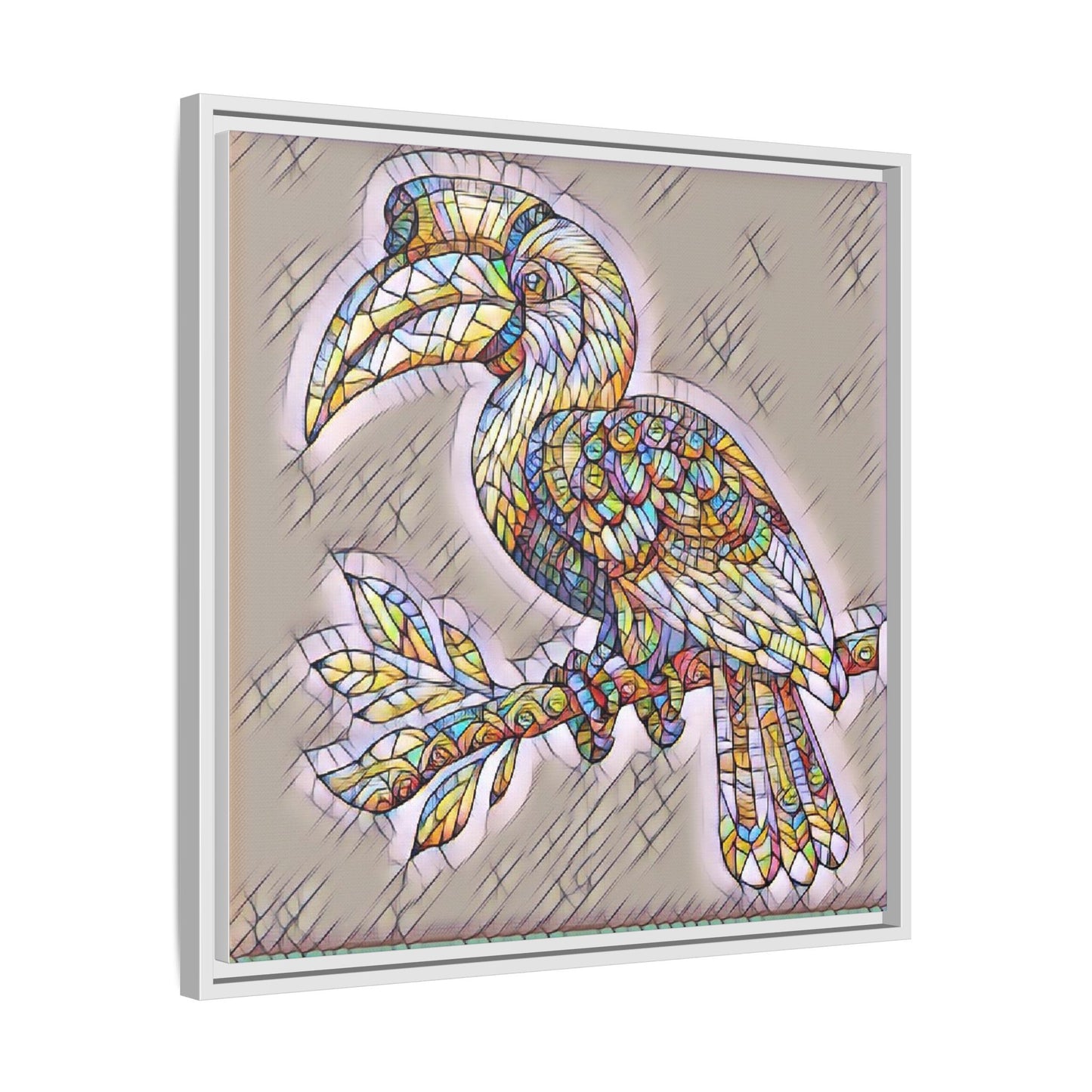 Colorful Stained Glass Toucan Matte Canvas Framed Wall Art