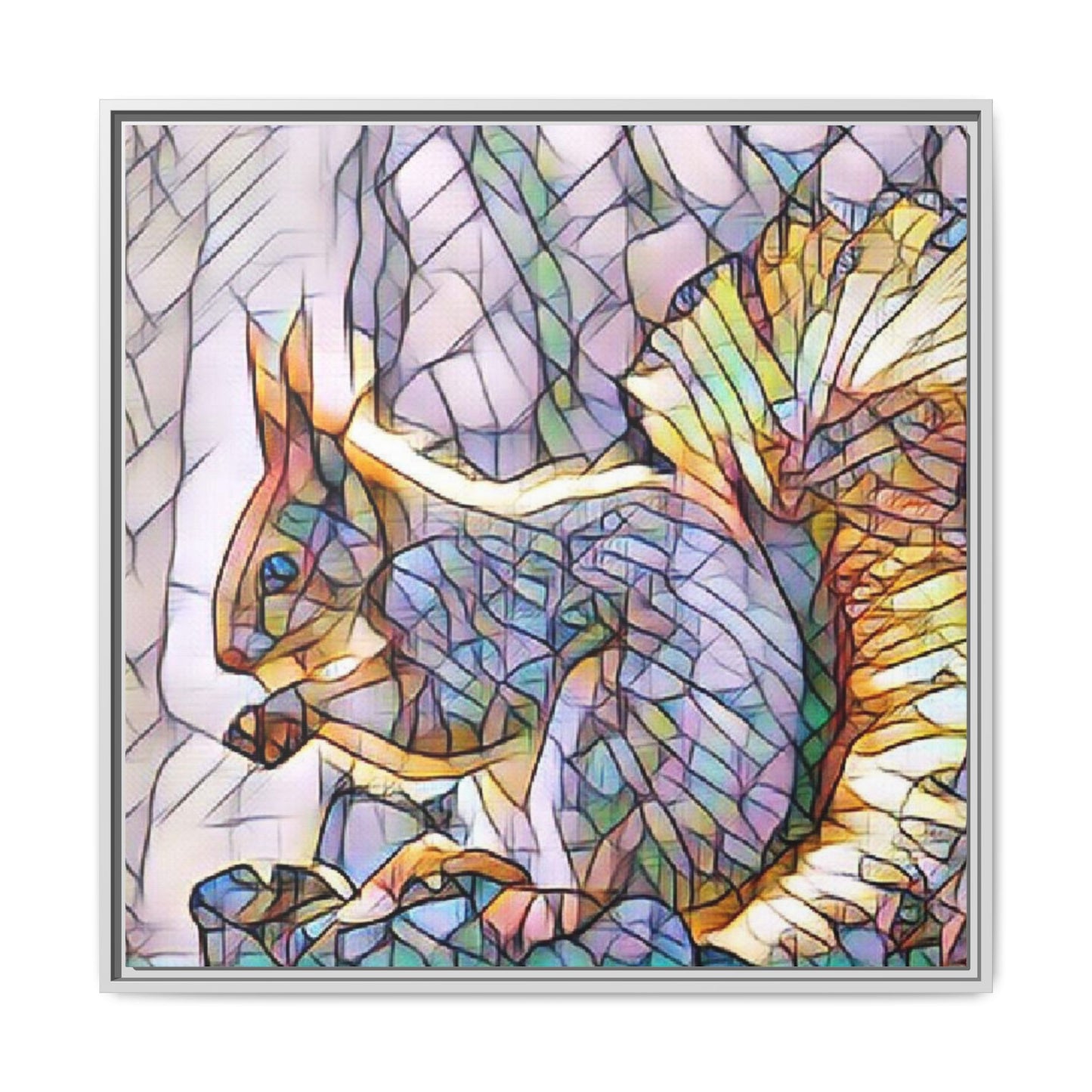 Framed Squirrel Mosaic Matte Canvas Wall Art