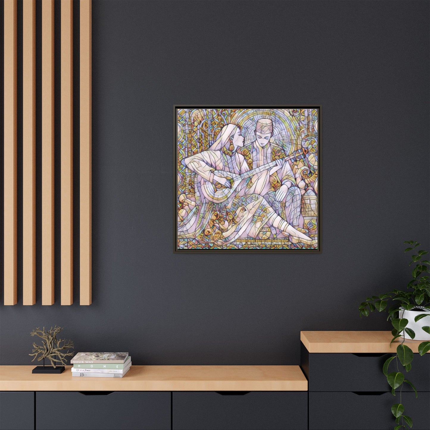 Love Song Serenade - Framed Canvas Wall Art | Guitar Player Romantic Print