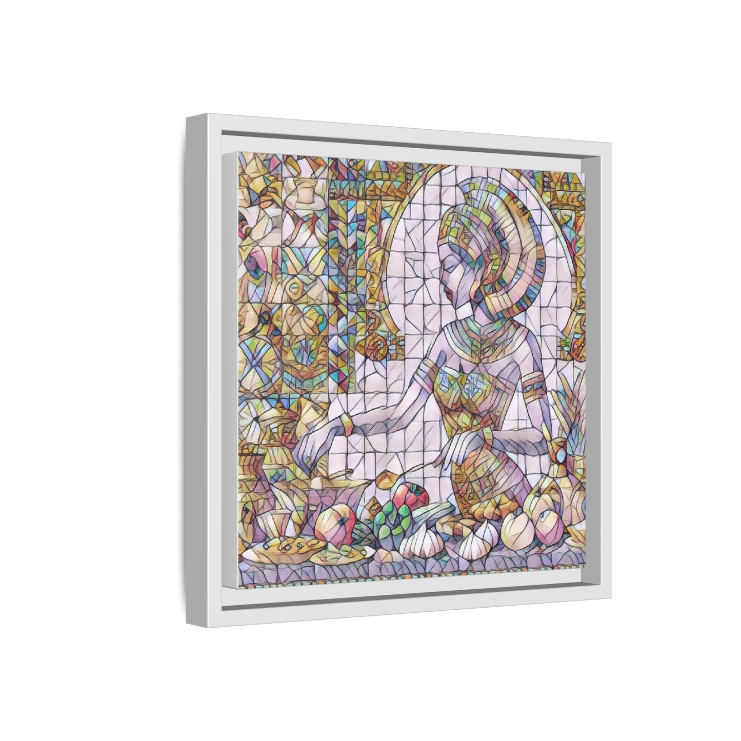 Egyptian Goddess Stained Glass Style Framed Canvas Art