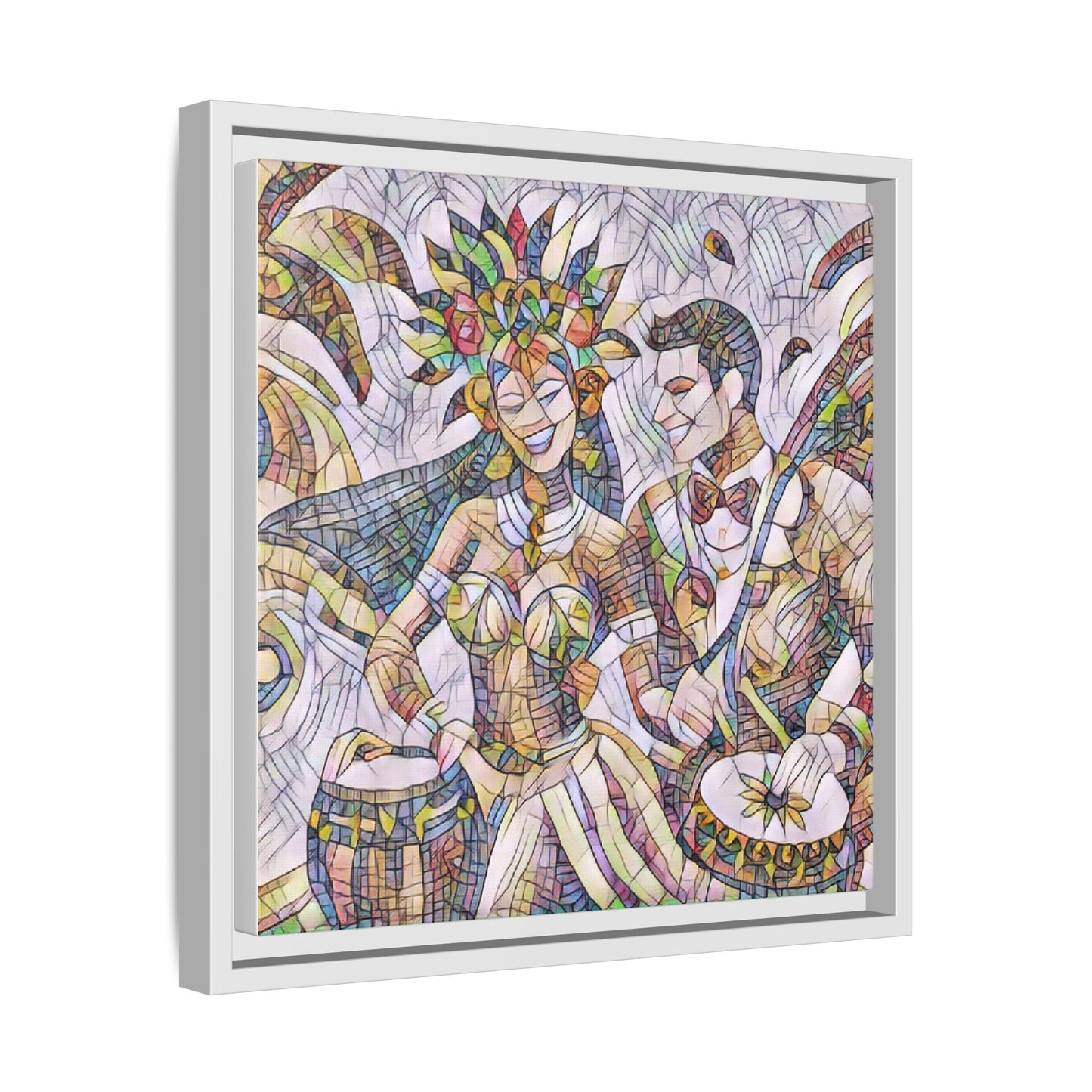 Carnival Samba Dancers Framed Canvas Art — Colorful Brazilian Festival Wall Decor