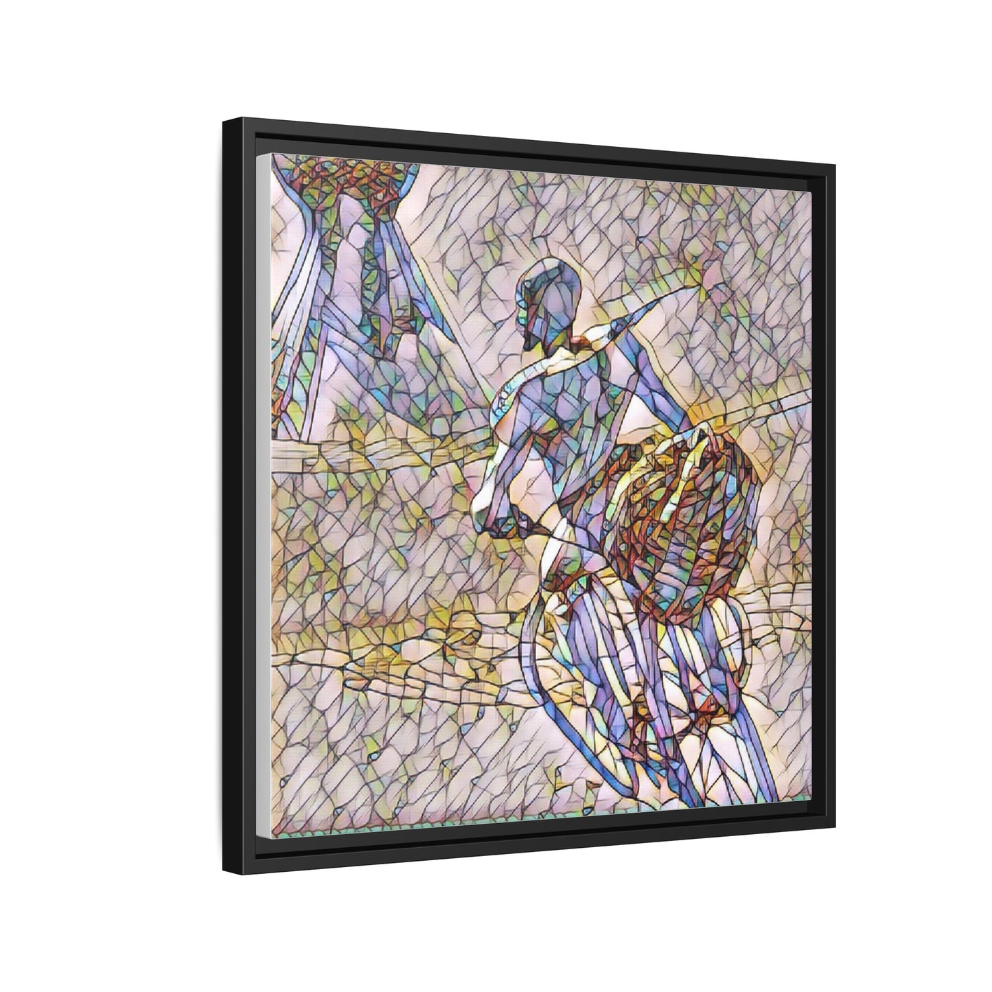 Abstract Stained-Glass Warrior Matte Framed Canvas