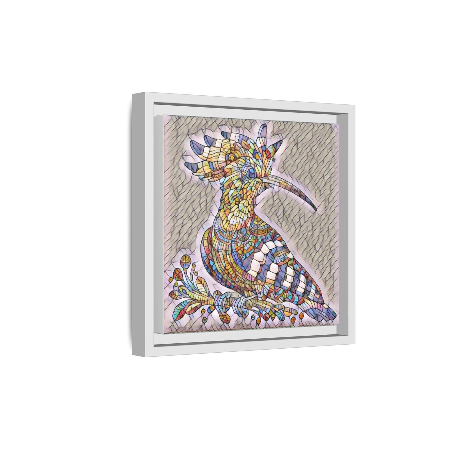 Colorful Mosaic Bird Matte Framed Canvas Wall Art