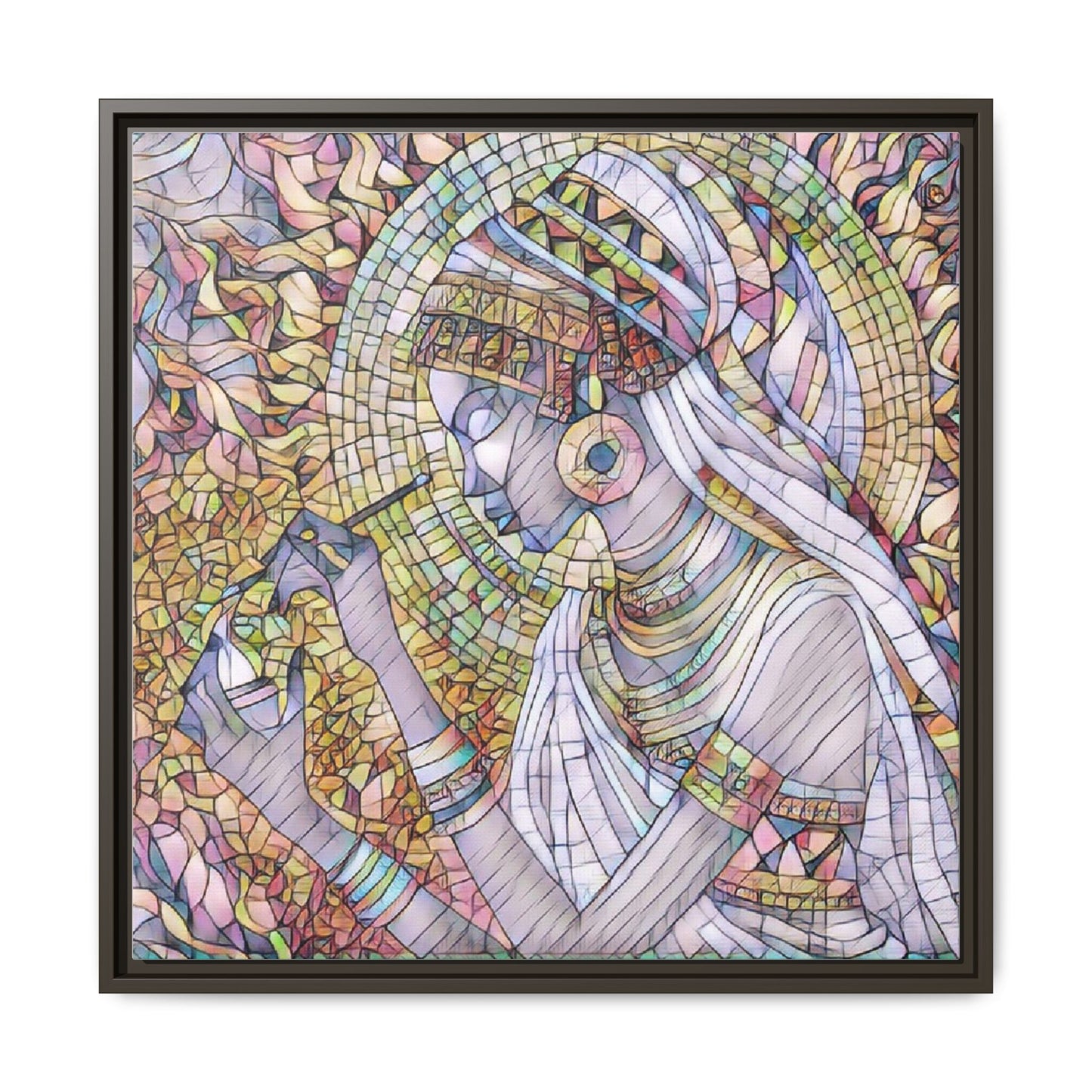 Egyptian Goddess Stained-Glass Matte Canvas (Framed)