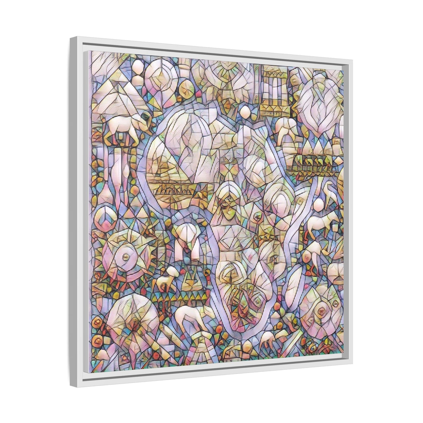 Abstract Stained-Glass Style Framed Canvas Print