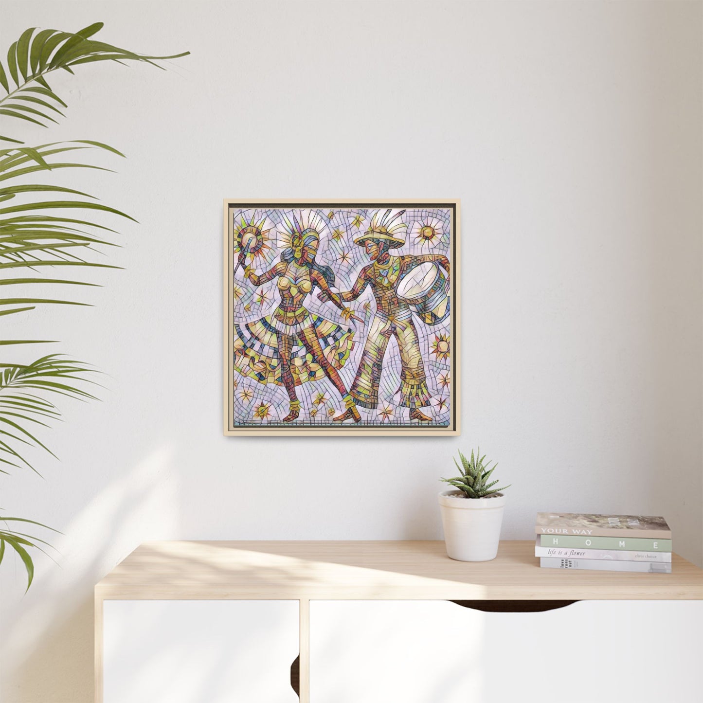Carnival Dancers Framed Canvas Art — Colorful Samba Rhythm Wall Decor