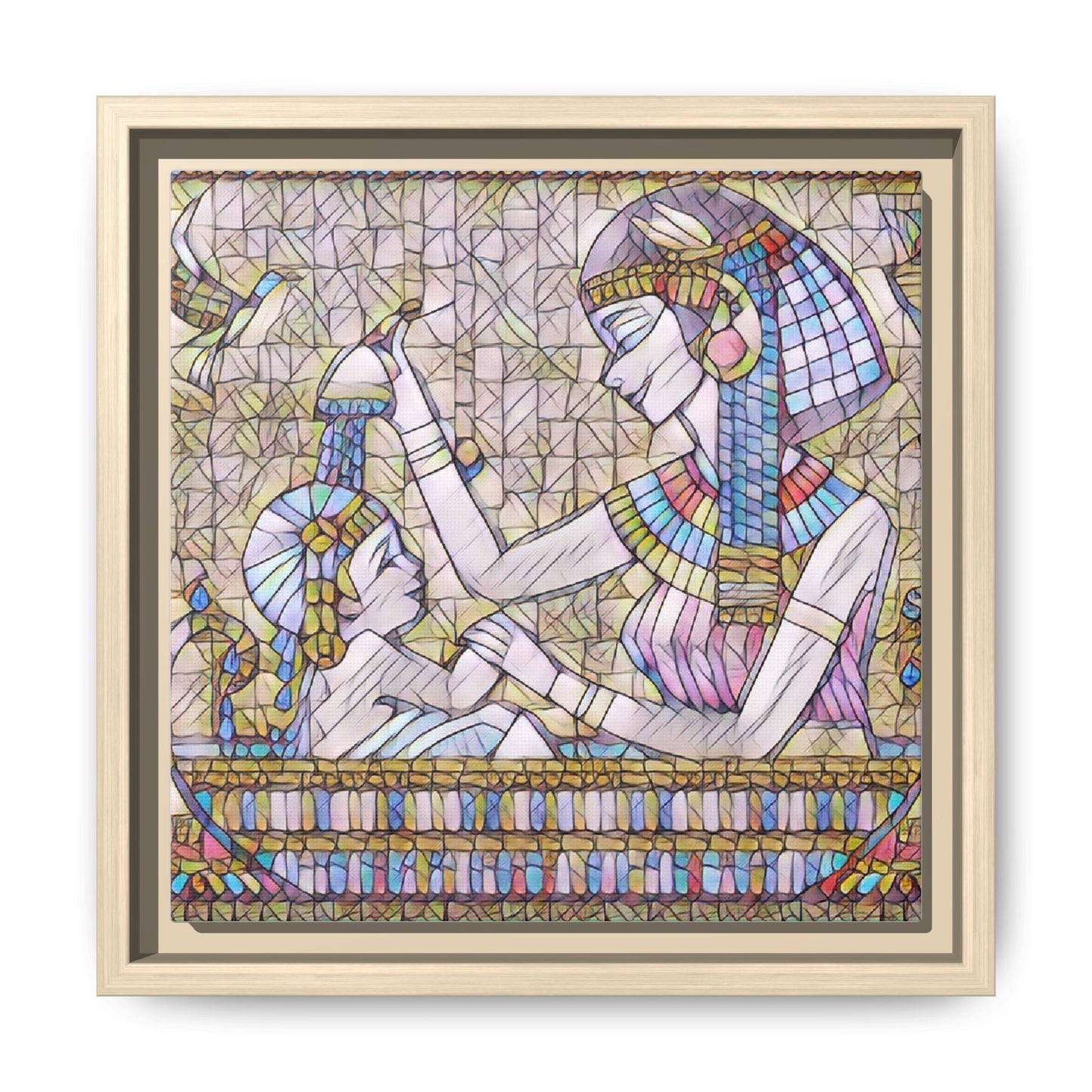 Egyptian Mosaic Mother & Child Framed Matte Canvas