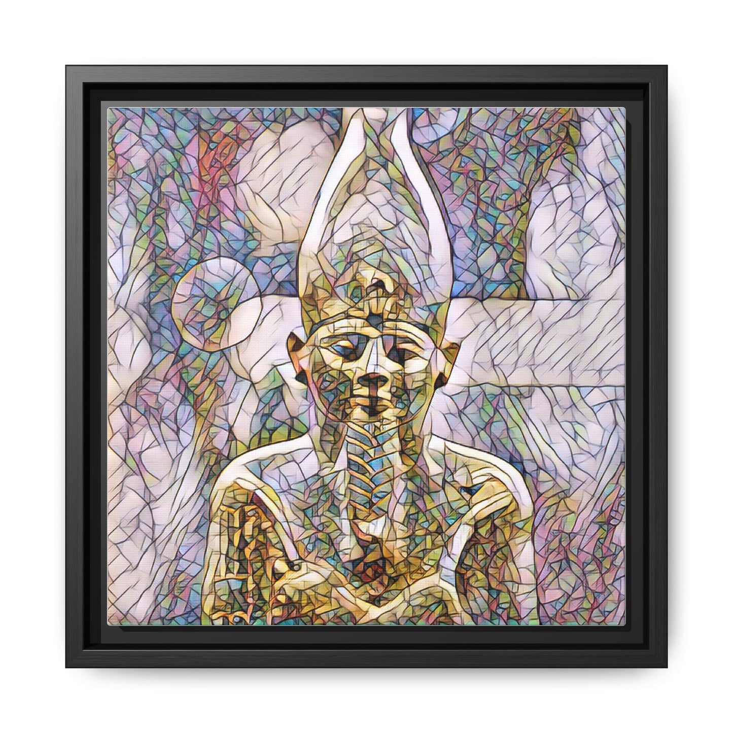 Egyptian Pharaoh Stained-Glass Style Matte Canvas Print, Framed