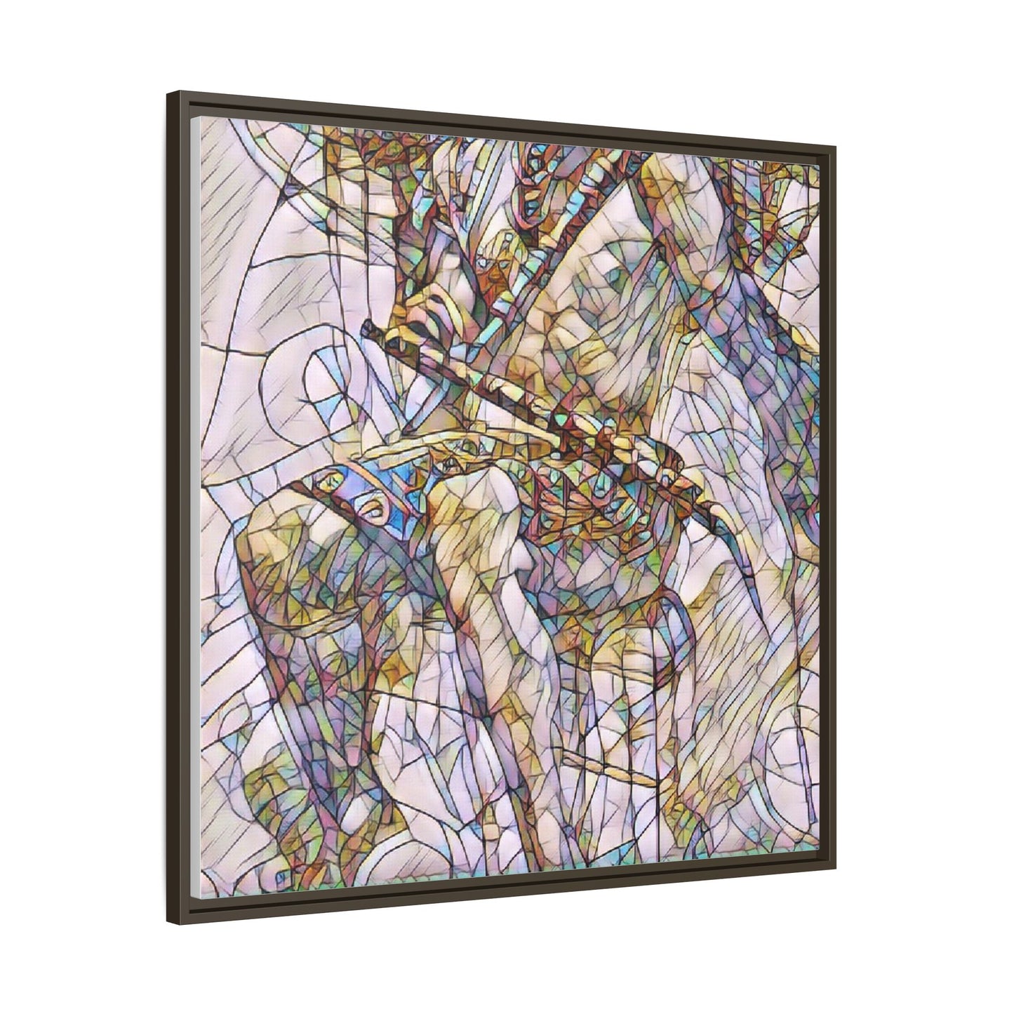 Framed Abstract Musician Canvas Art — Multi‑Color Jazz Saxophone Print