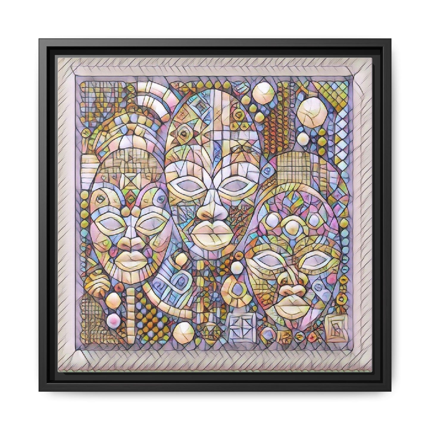 Abstract African Mask Art — Framed Matte Canvas Wall Art
