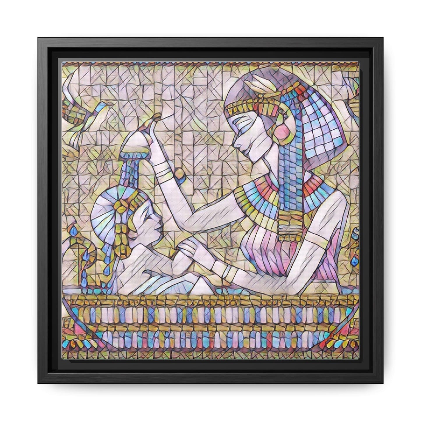 Egyptian Mosaic Mother & Child Framed Matte Canvas