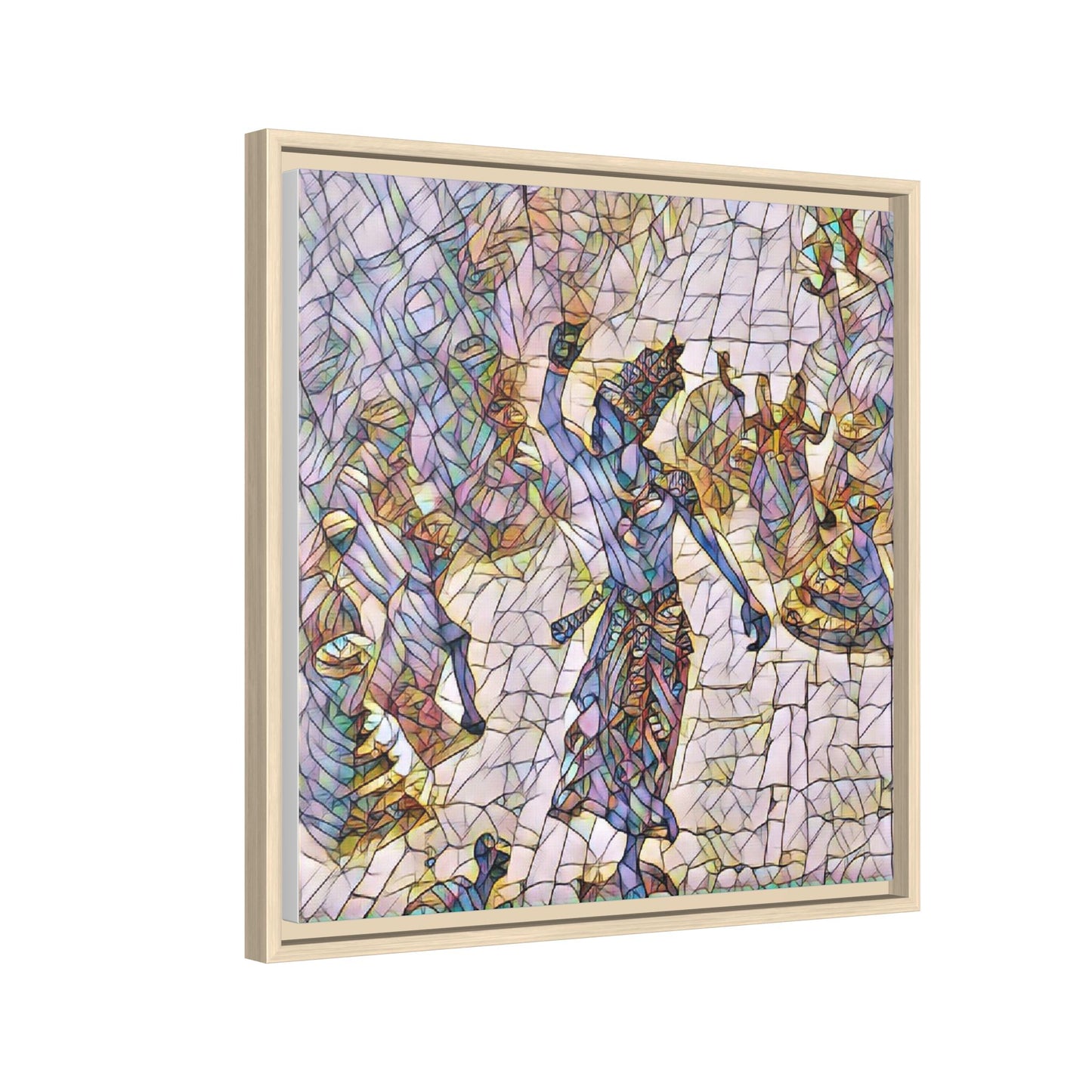 Framed Canvas Art — Colorful Mosaic Krishna Dance Print