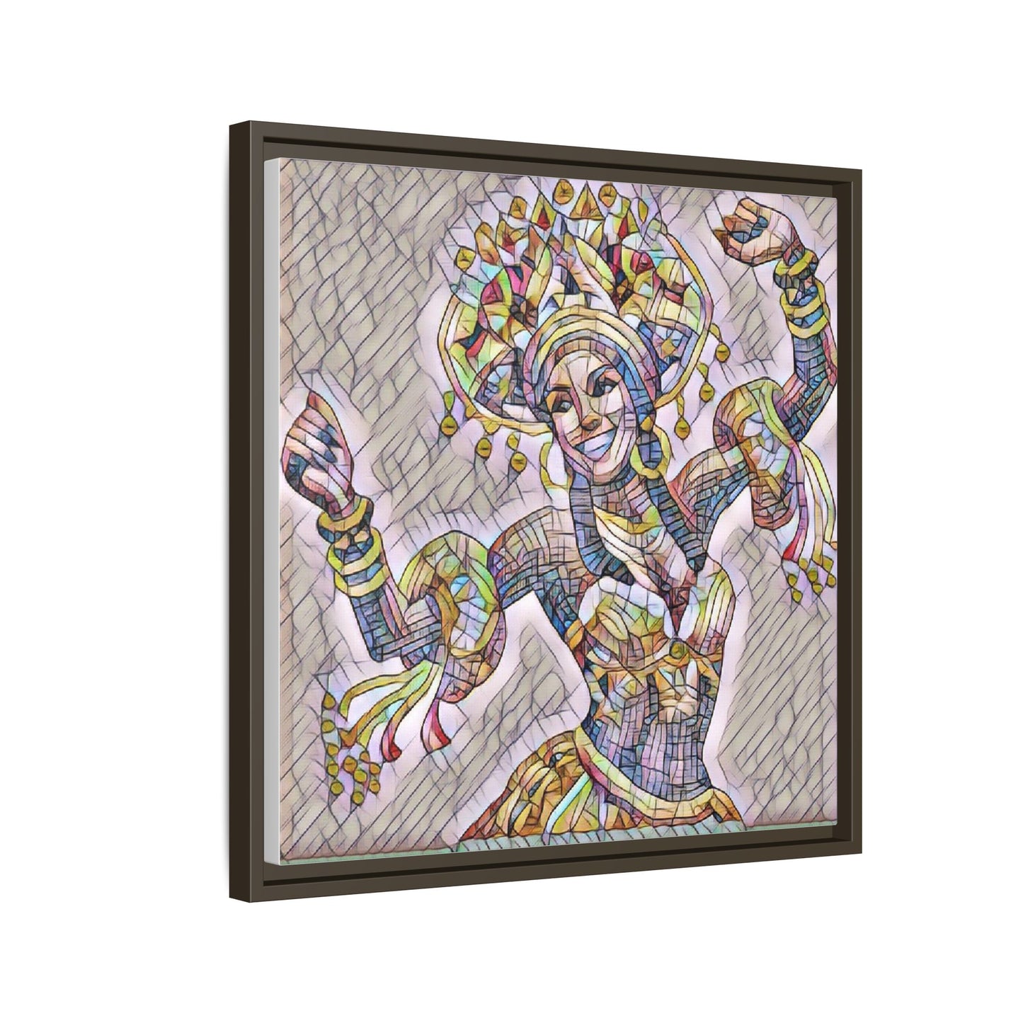 Framed Matte Canvas: Colorful Carnival Dancer Artwork – Vibrant Ethnic Dance Wall Art