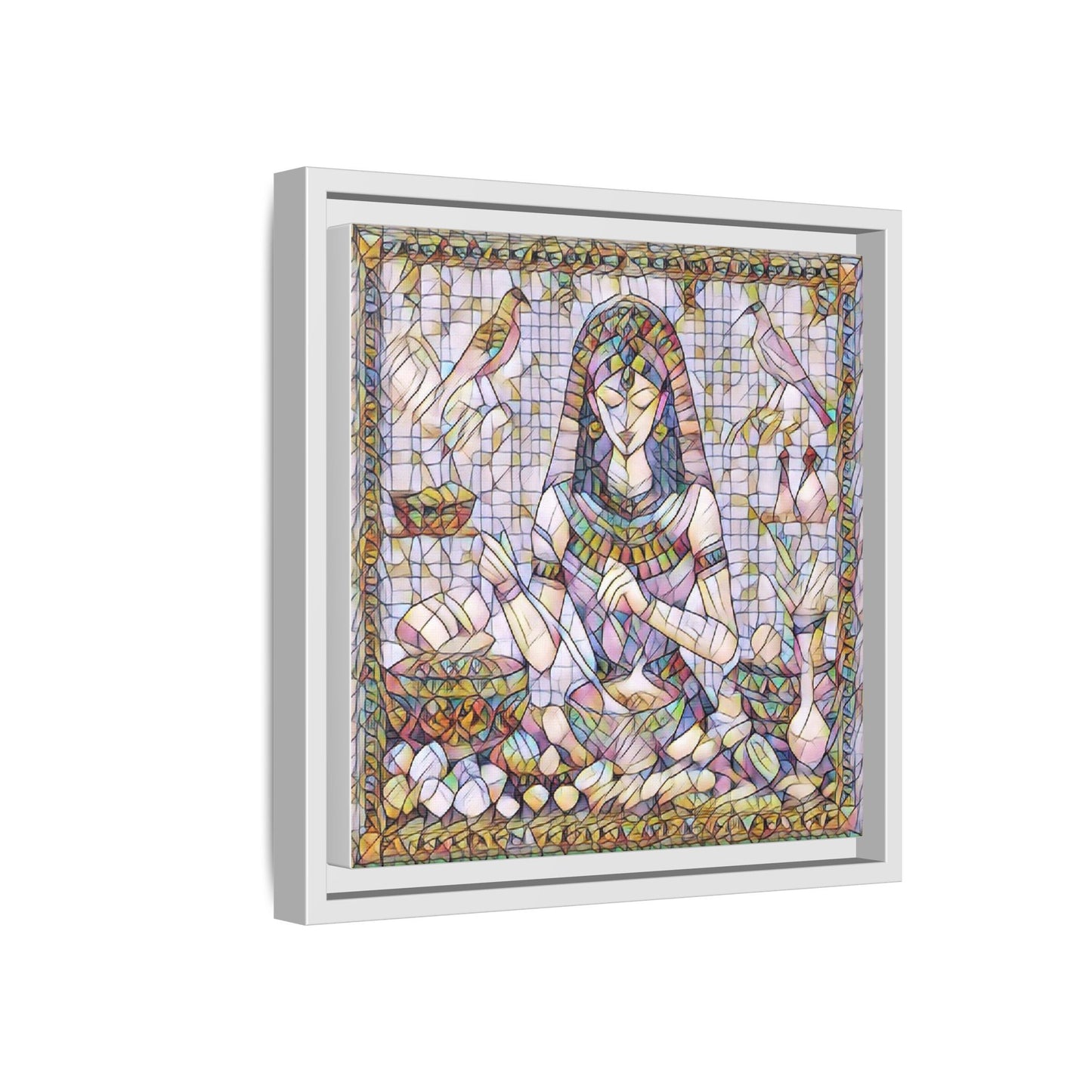 Egyptian Goddess Mosaic Framed Canvas Art