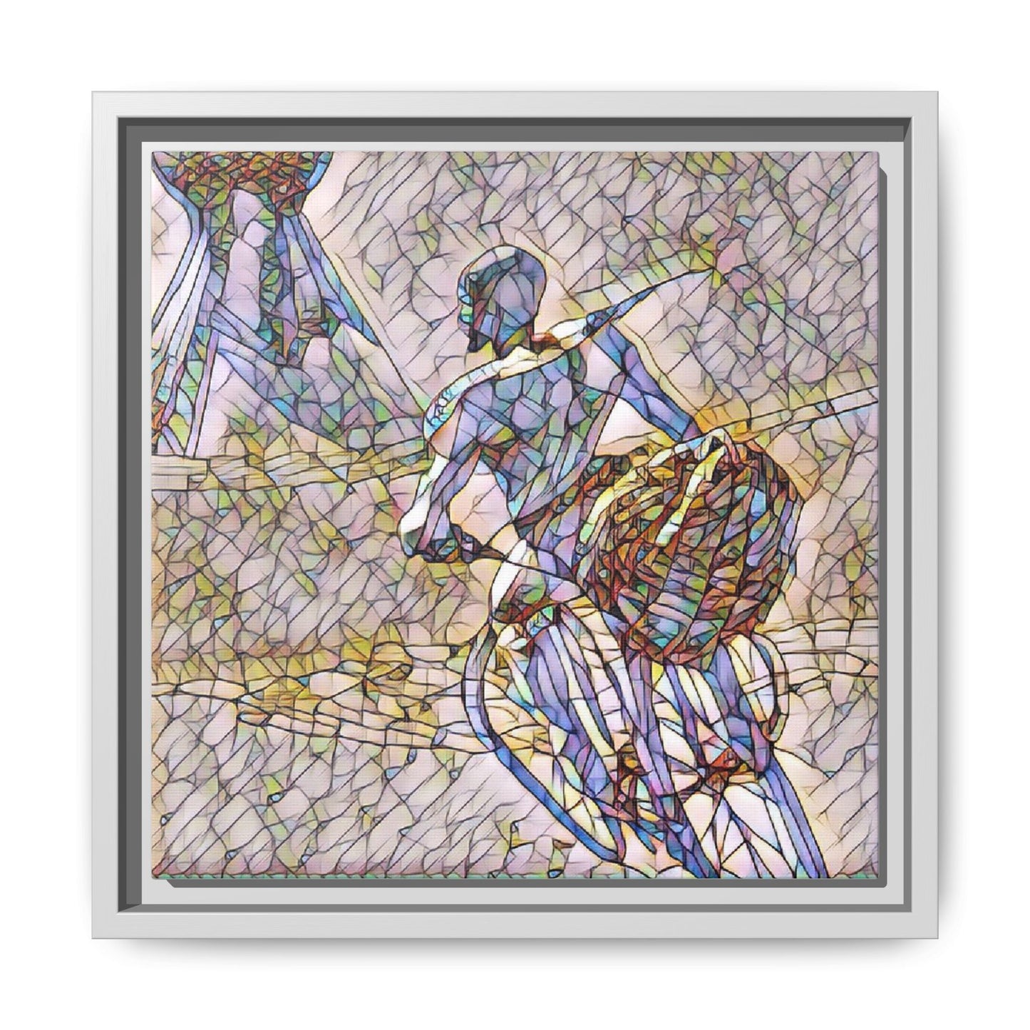 Abstract Stained-Glass Warrior Matte Framed Canvas