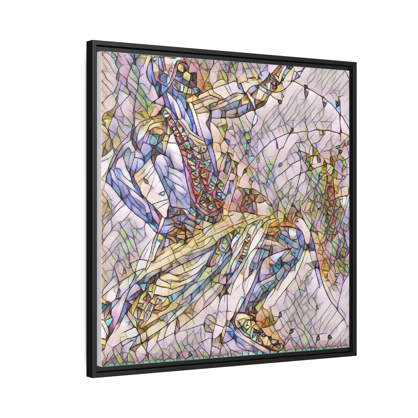 Abstract Stained-Glass Dancers — Framed Matte Canvas Art