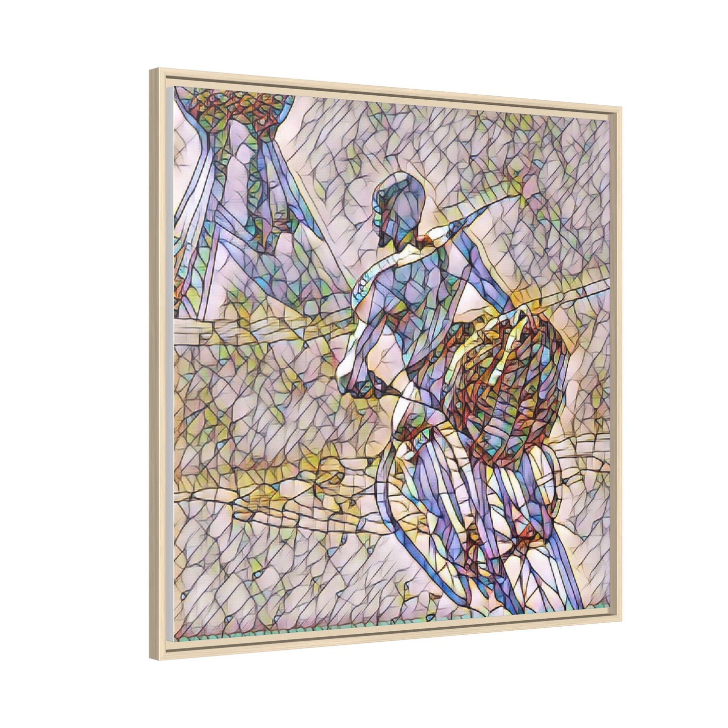 Abstract Stained-Glass Warrior Matte Framed Canvas