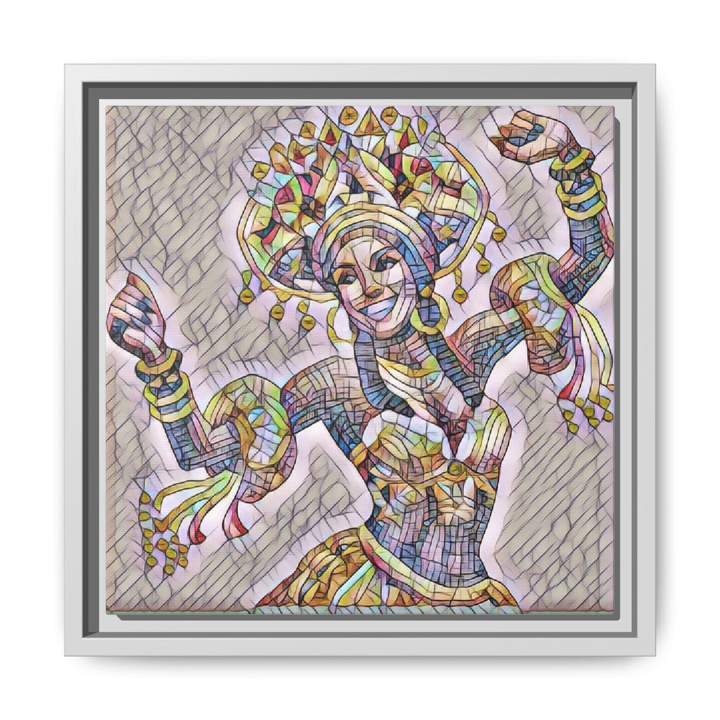 Framed Matte Canvas: Colorful Carnival Dancer Artwork – Vibrant Ethnic Dance Wall Art
