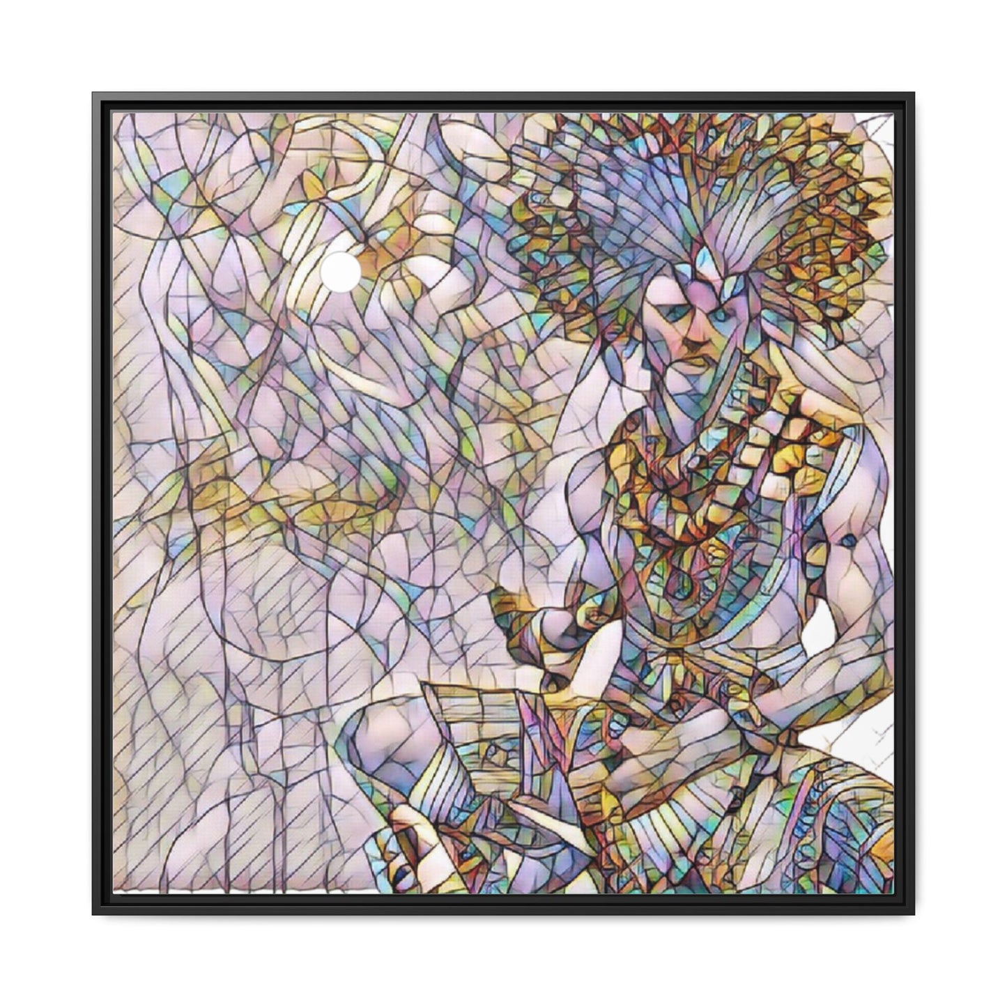 Framed Matte Canvas Art — Colorful Tribal Warrior Illustration